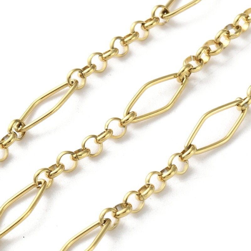 Gold Rhombus with Rolo Chain