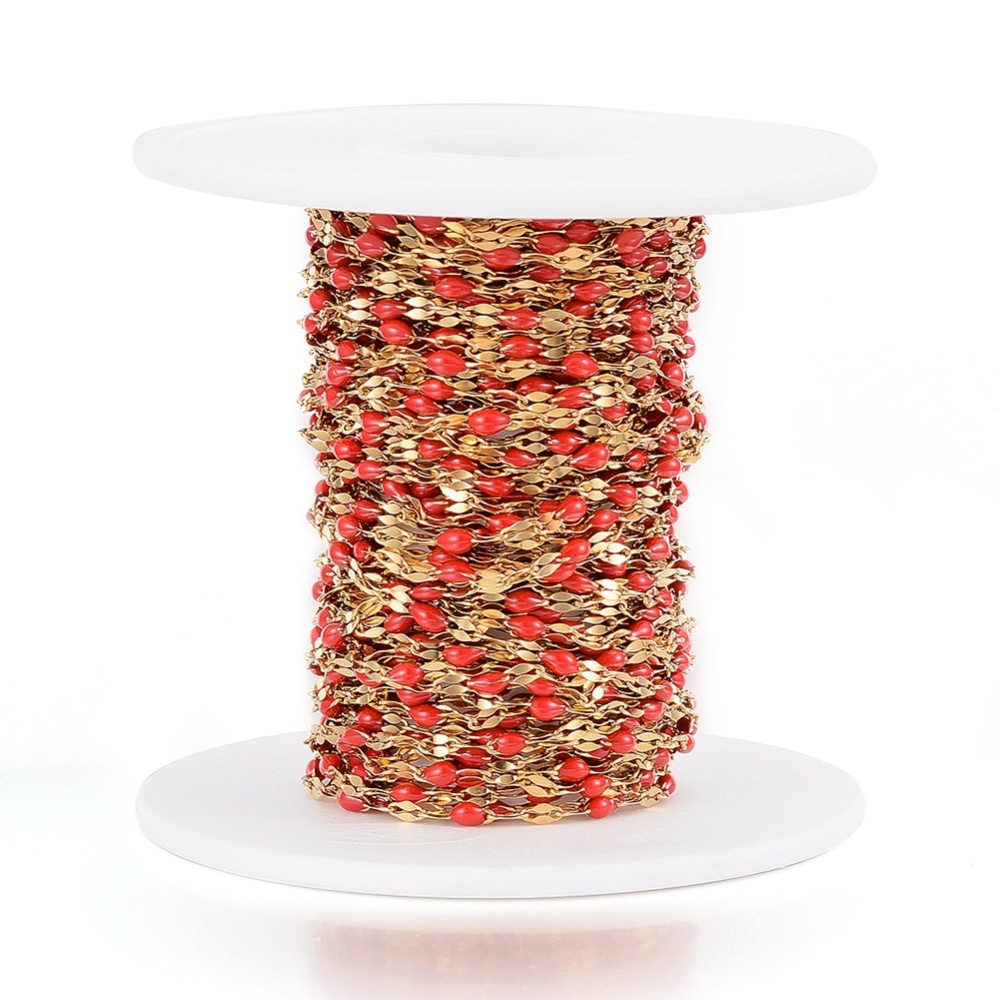 Gold Enamel Dapped Chain in Red