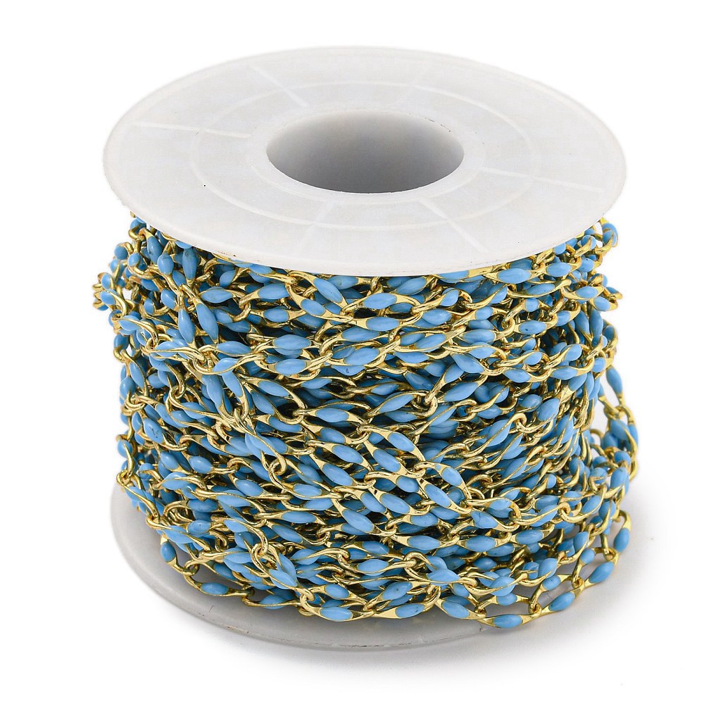 Gold Enamel Chain in Sky Blue