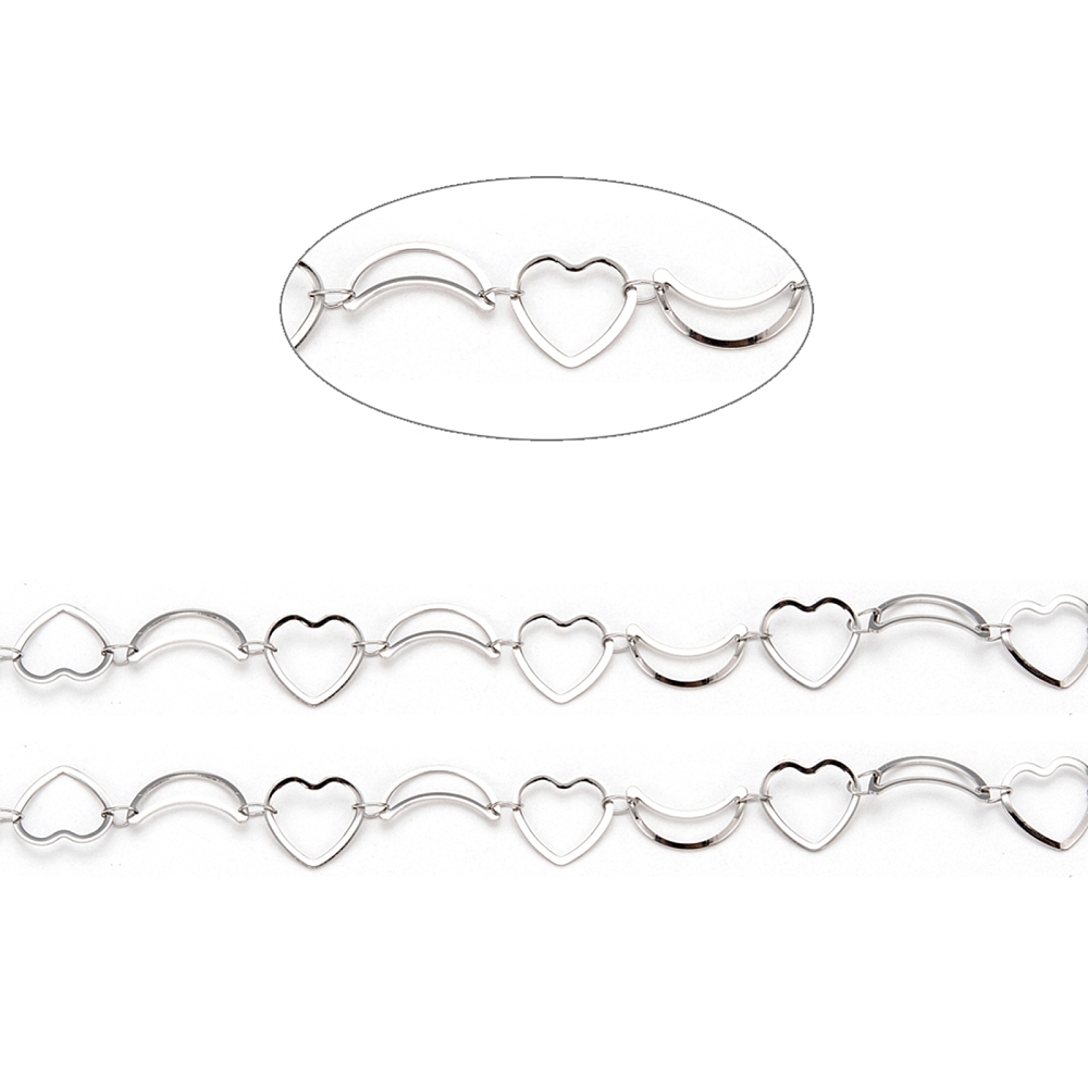 Silver Heart & Moon Chain