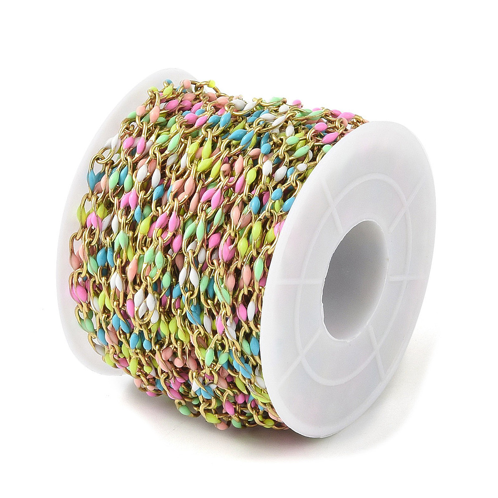 Gold Enamel Chain in Rainbow