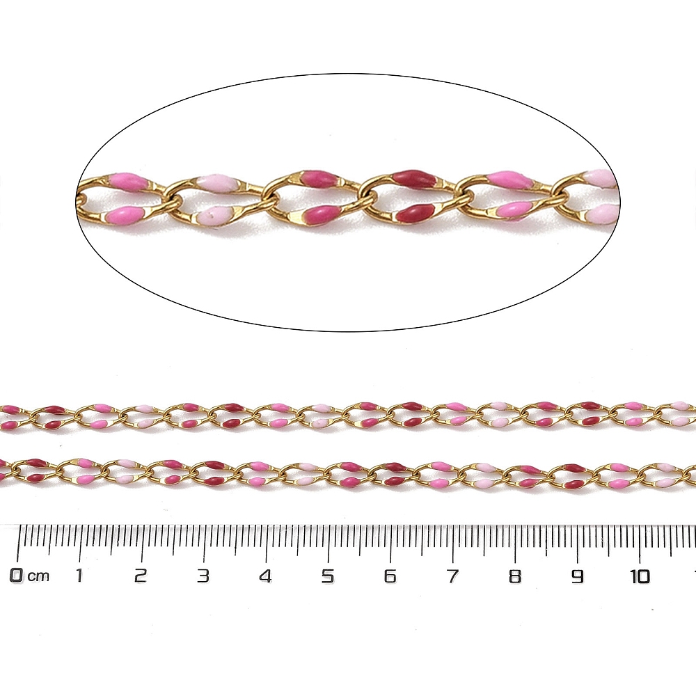Gold Enamel Chain in Triple Pink