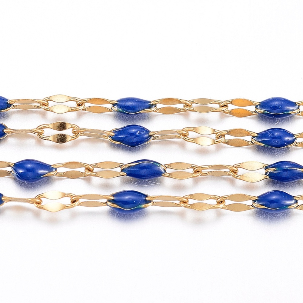 Gold Enamel Dapped Chain in Royal Blue  
