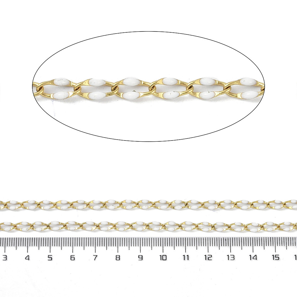 Gold Enamel Chain in White