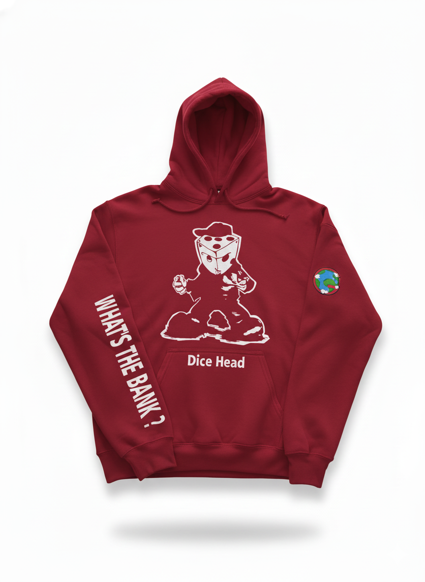 Burgundy Dice Head Hoodie