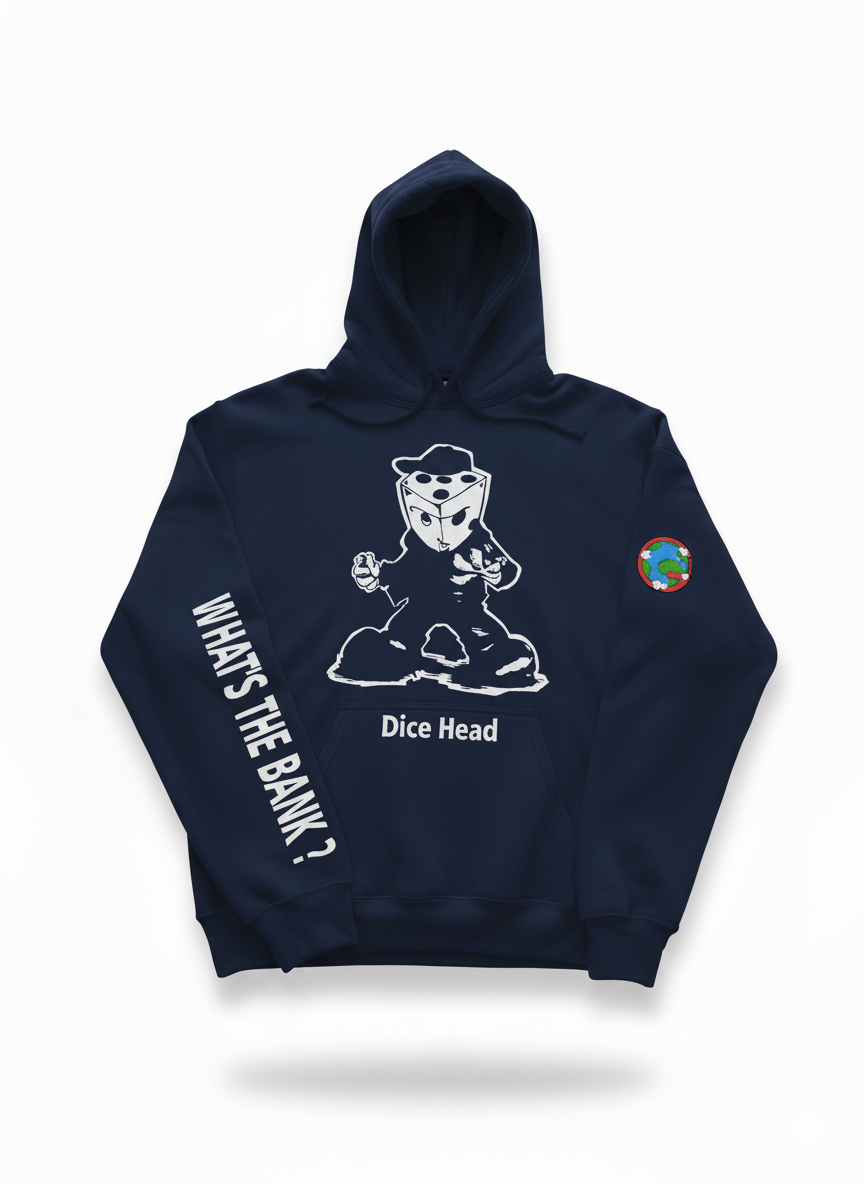 Navy Blue Dice Head Hoodie
