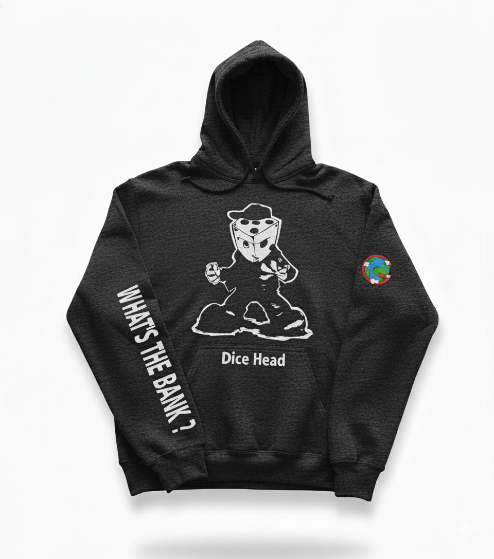 Black Heather Dice Head Hoodie