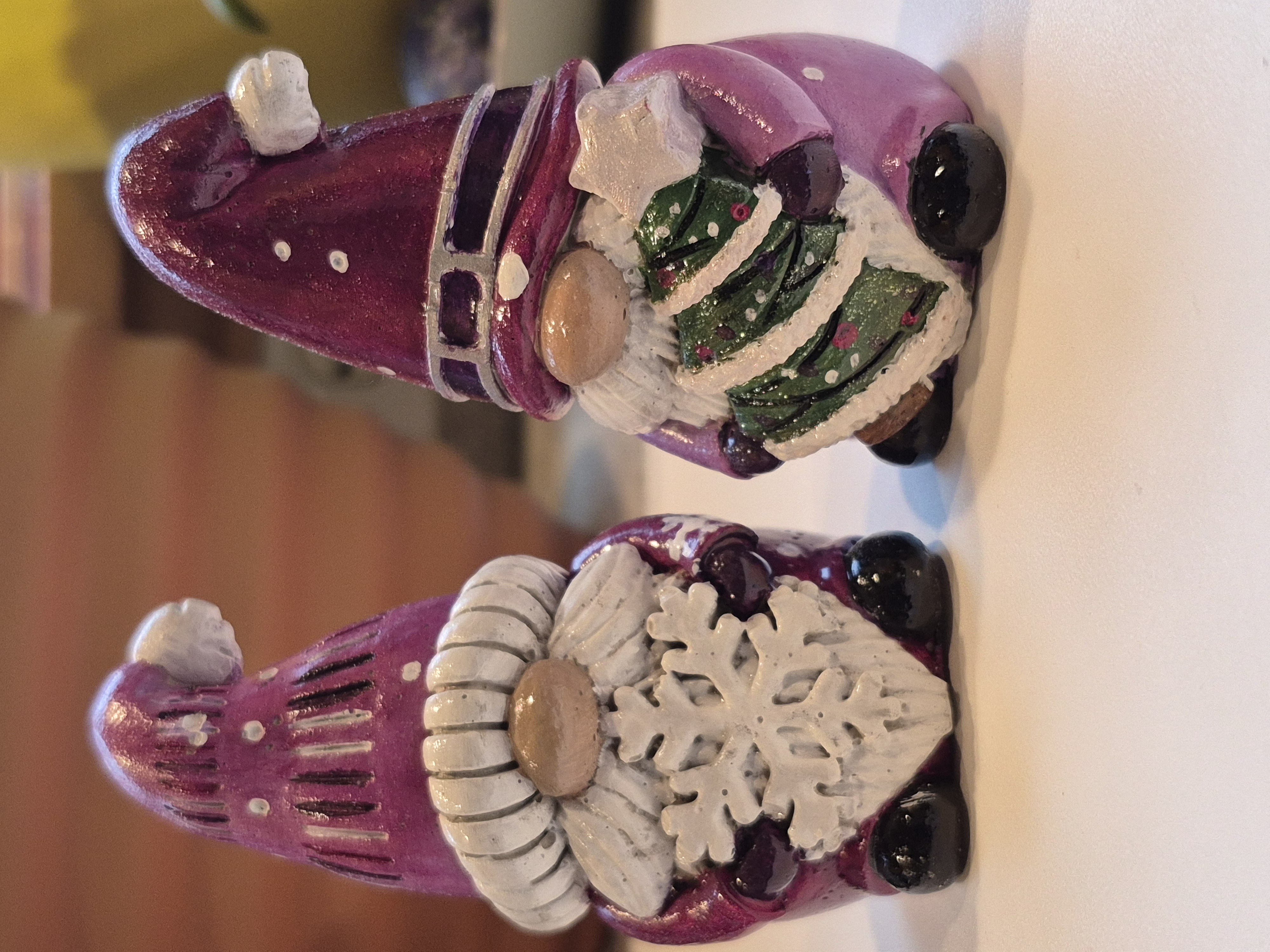 Set of Xmas Gnomes Hand Painted Concrete