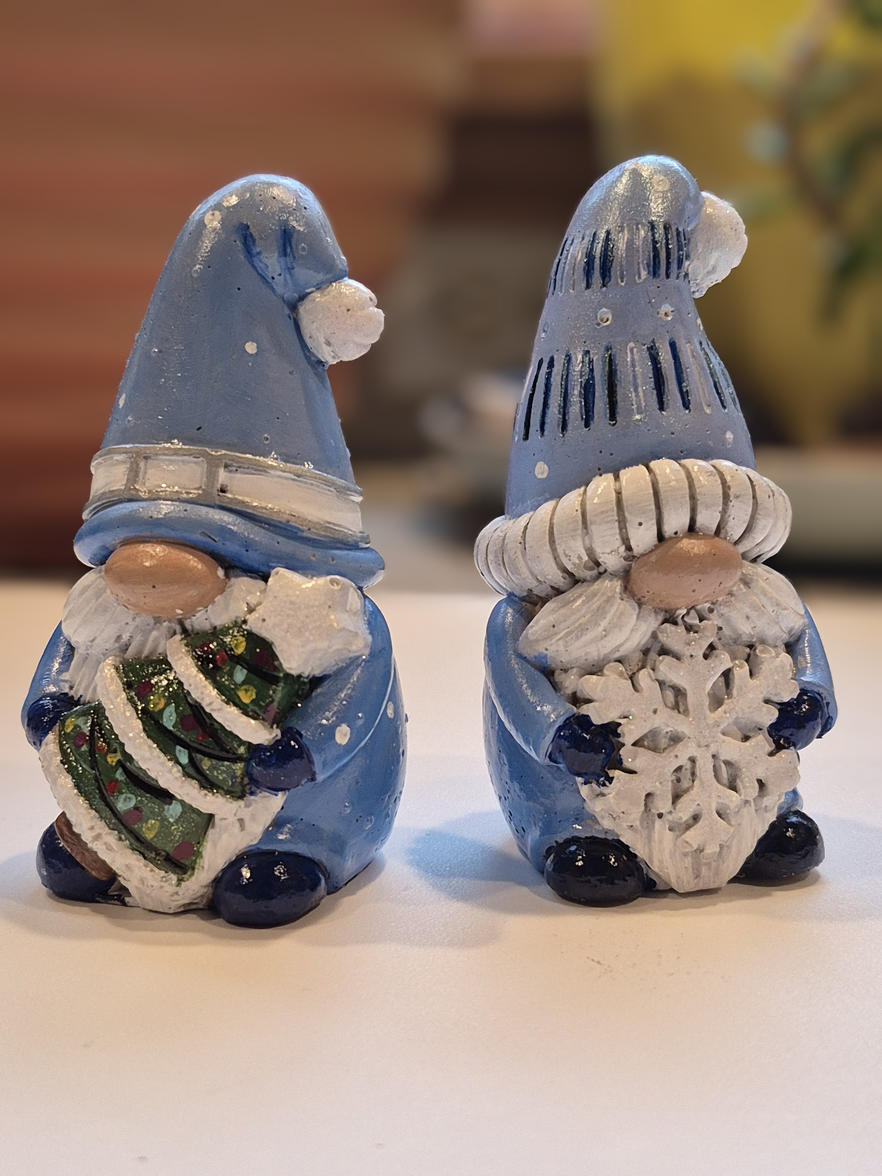 Set of Xmas Gnomes Hand Painted Concrete