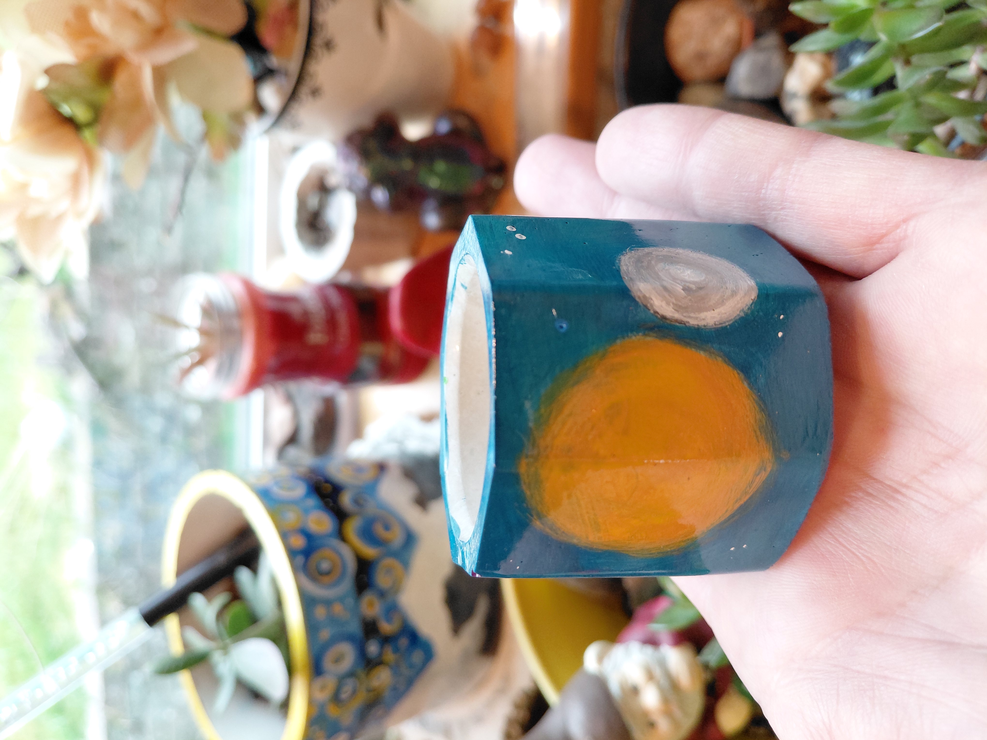 Tiny Painted Octagonal Pot 1.5" tall