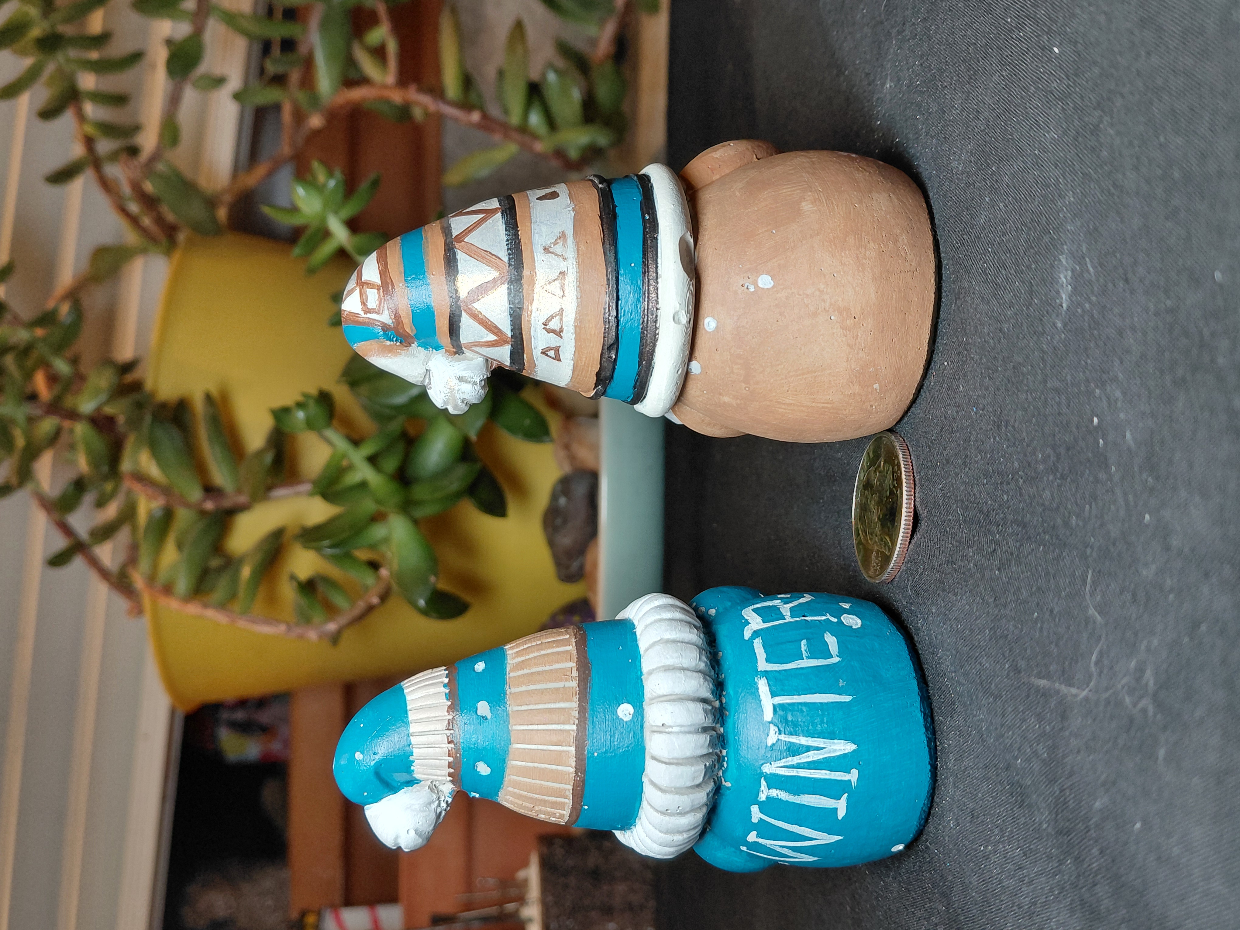 Set of Xmas Gnomes Hand Painted Concrete