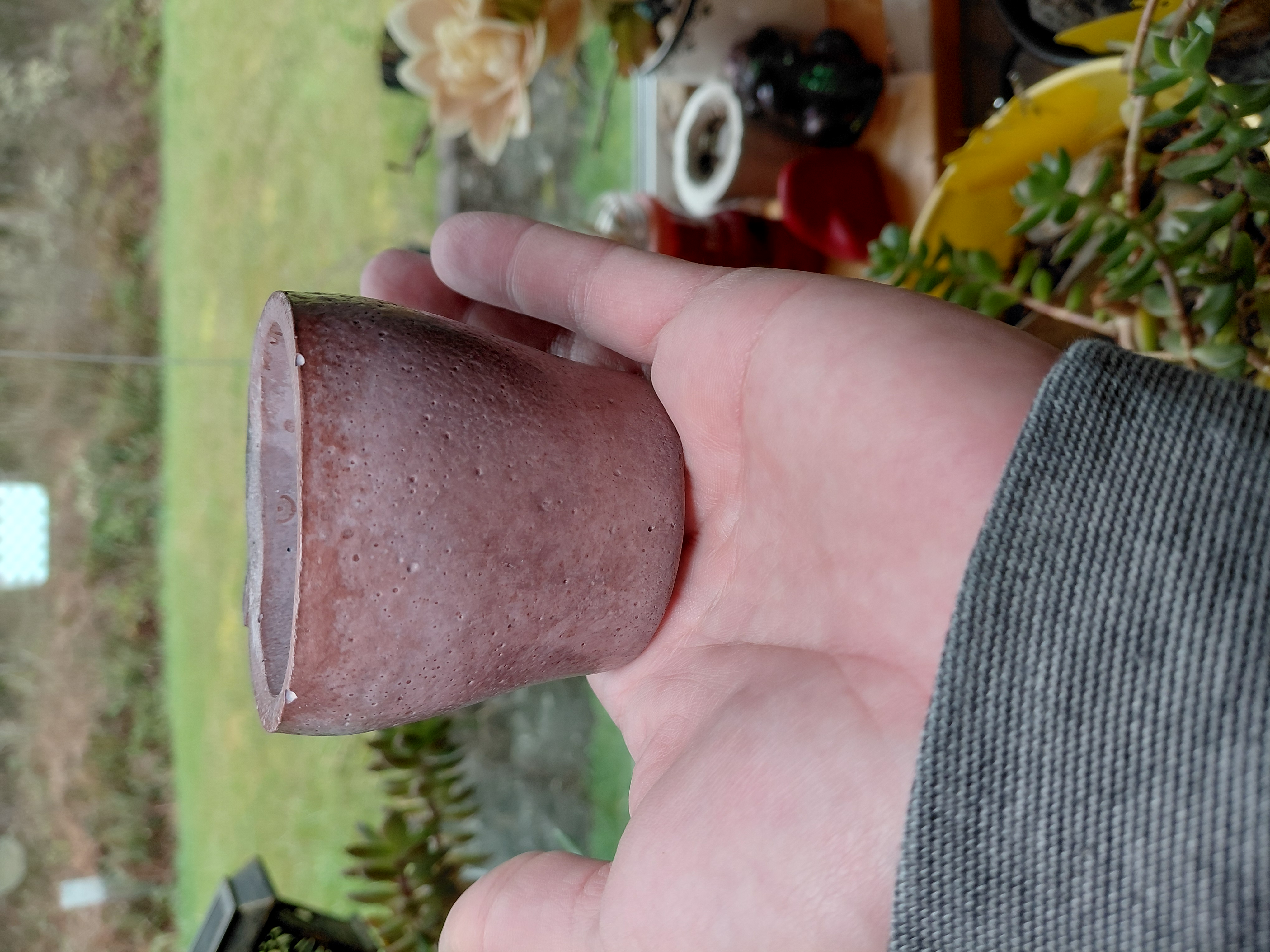 Hand Painted Owl Pot w/hole