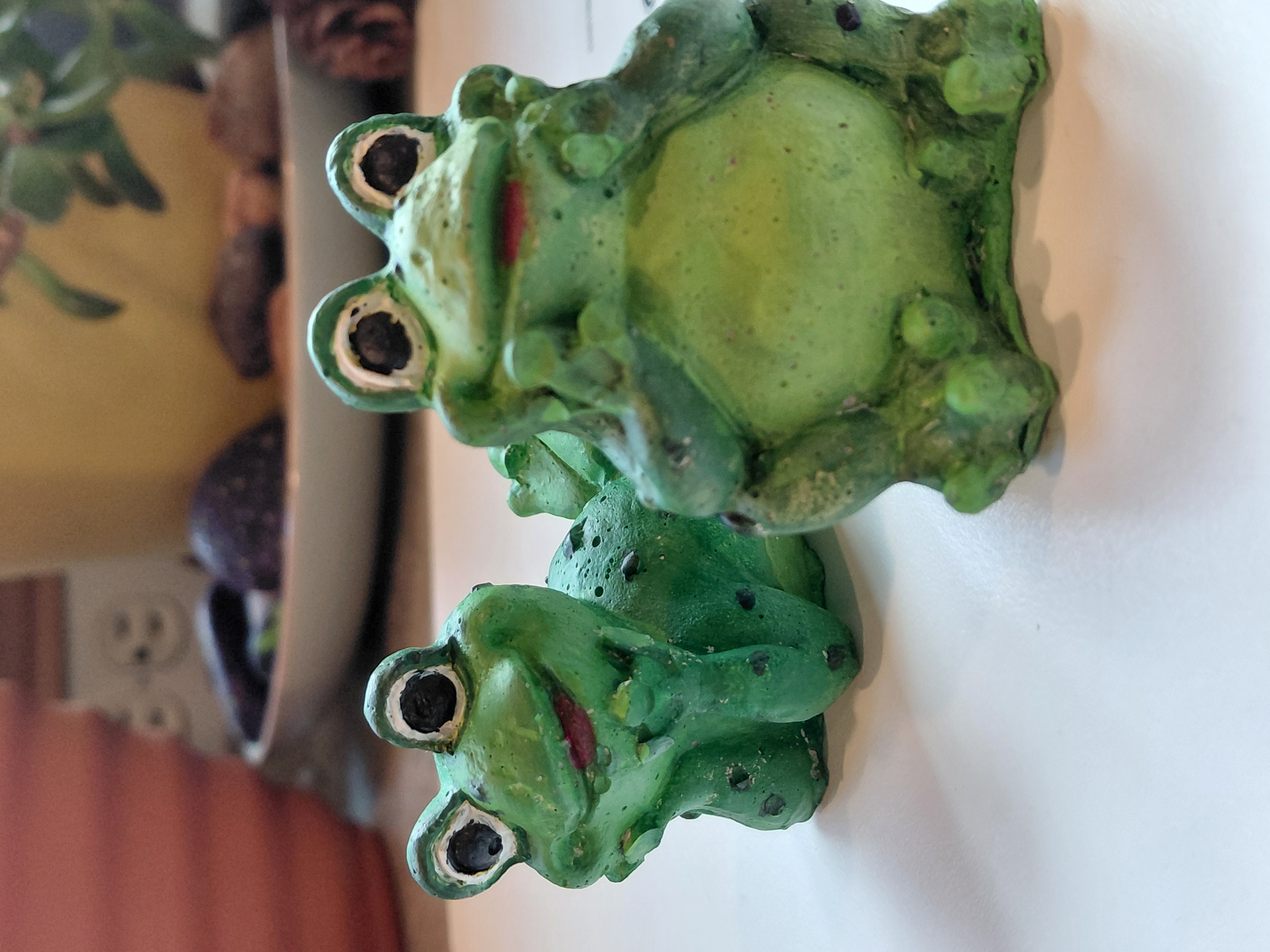 Set of Hand Painted Concrete Frogs