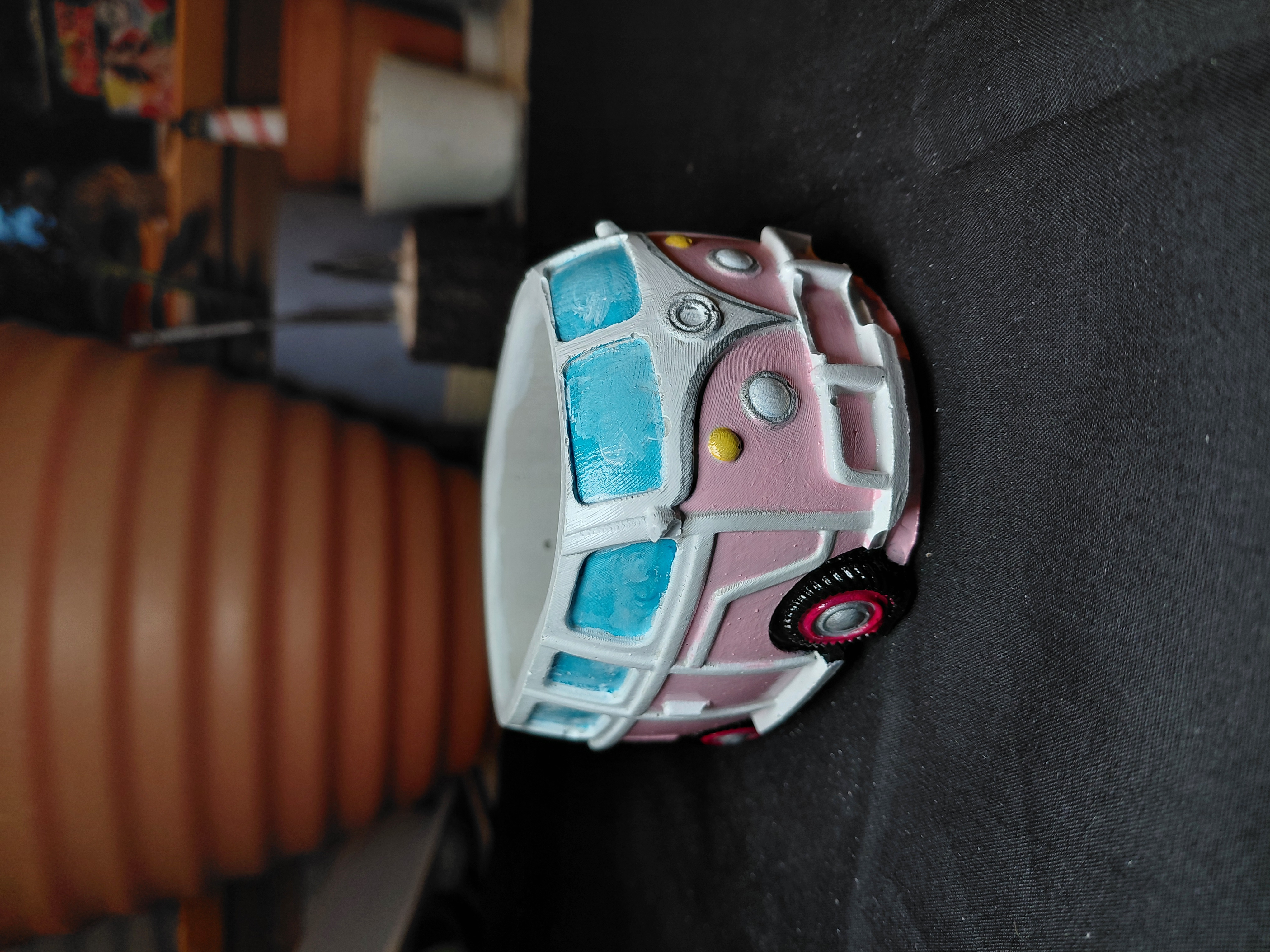 Retro Van Pot/Container Hand Painted Concrete