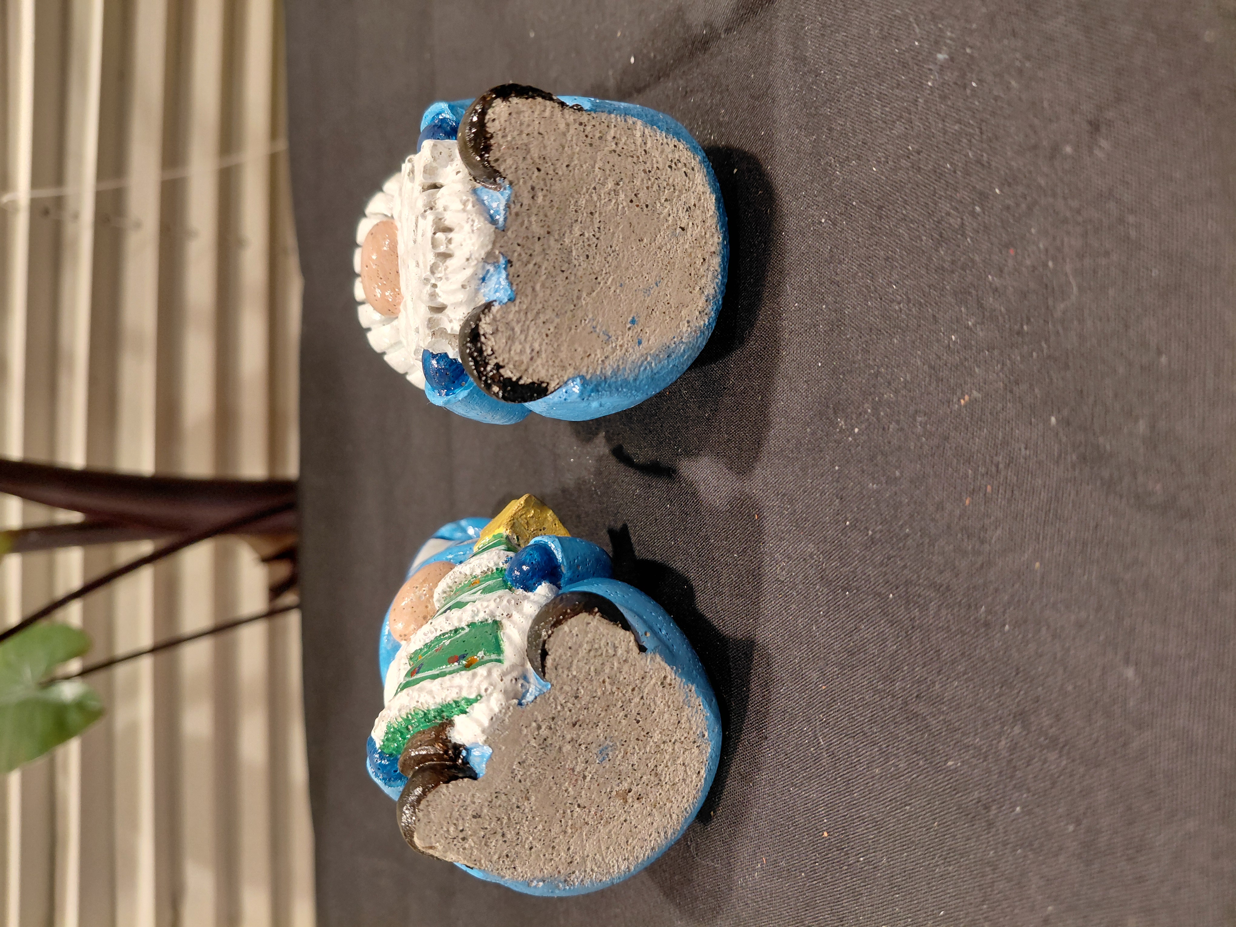 Set of 2 Hand Painted Concrete Xmas Gnomes