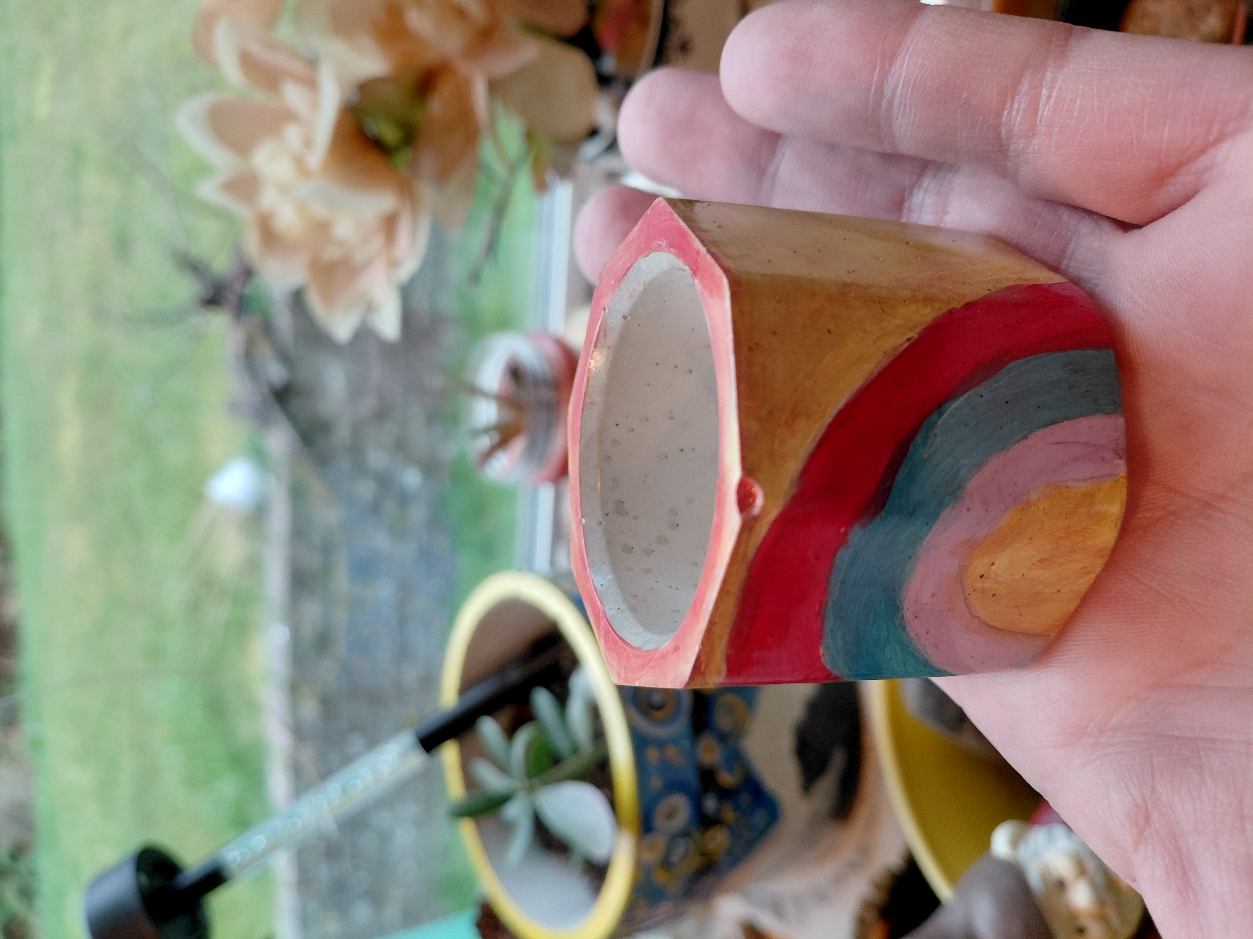 Tiny Octagonal Painted Pot 1.5" tall