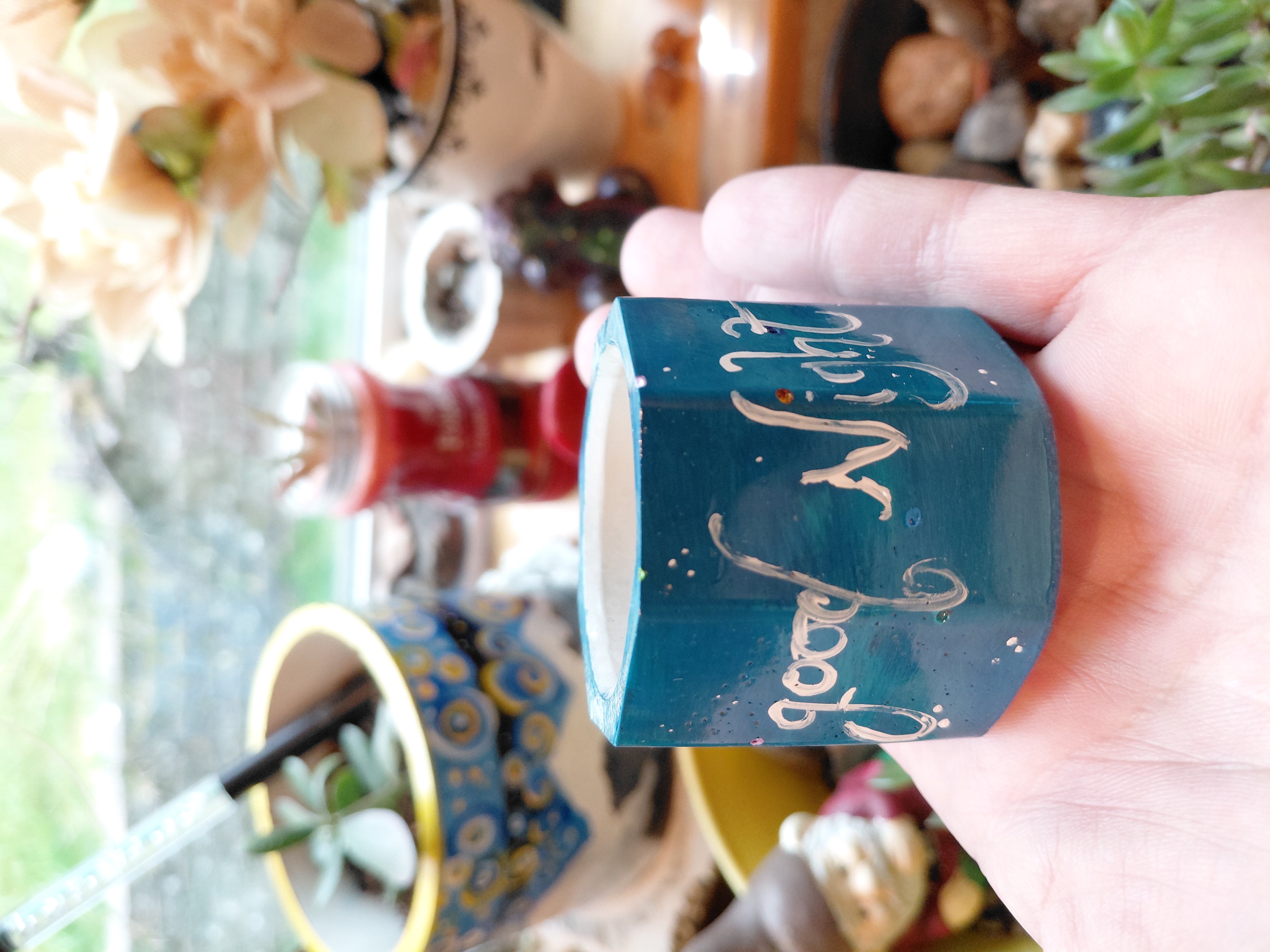 Tiny Painted Octagonal Pot 1.5" tall