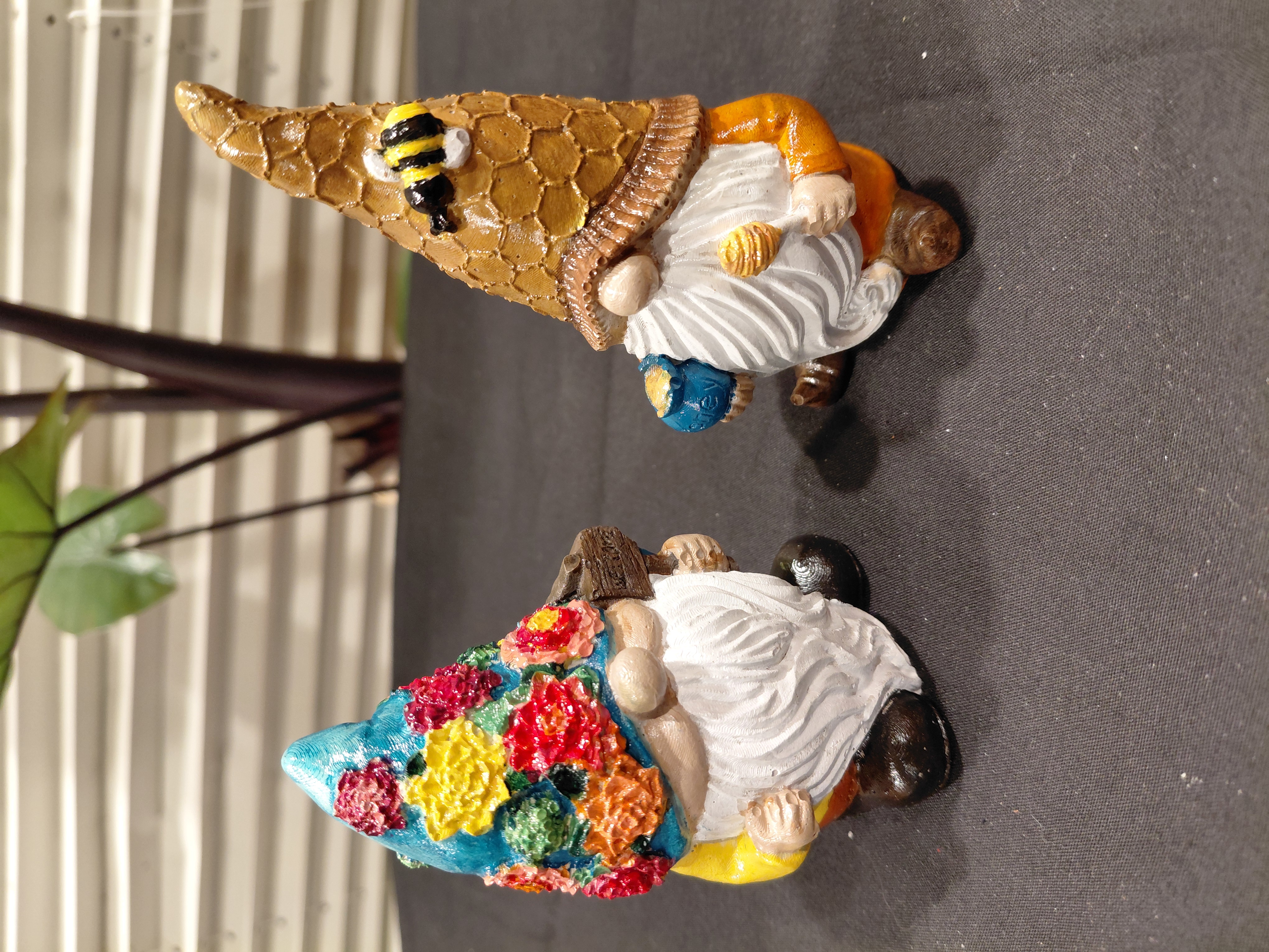 Set of Hand-Painted Concrete Gnome Figurines (2)
