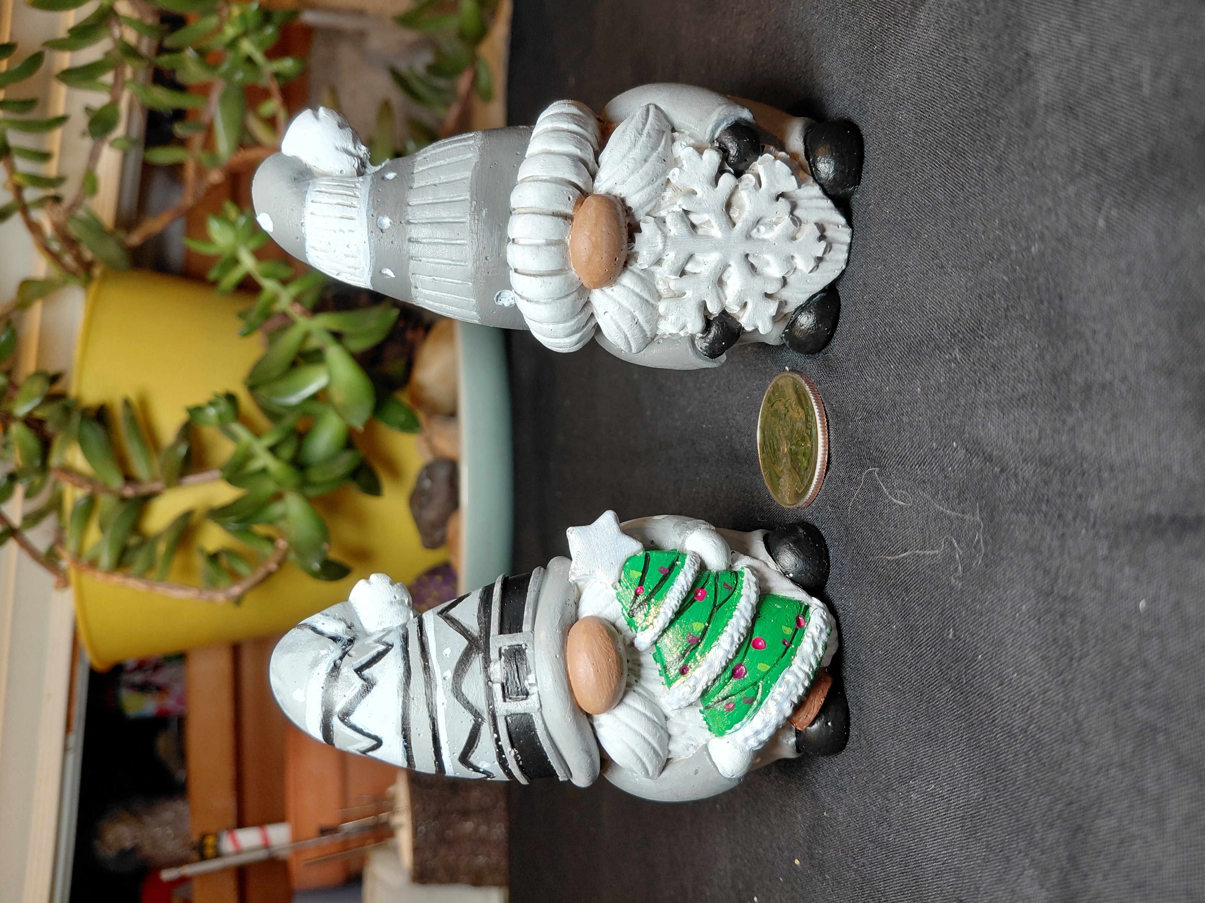 Set of Xmas Gnomes Hand Painted Concrete