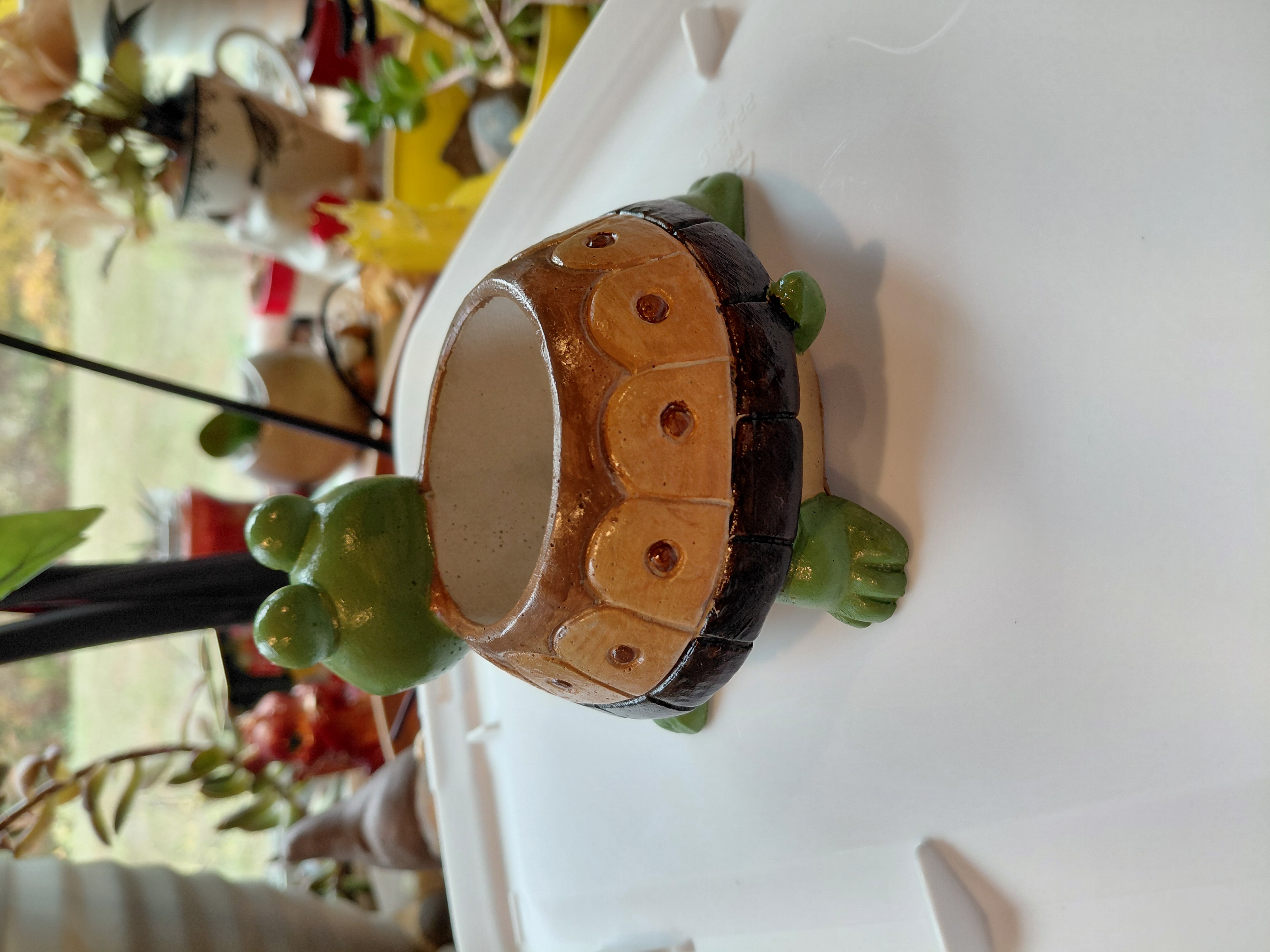 Turtle Concrete Pot Hand Painted w/drainage