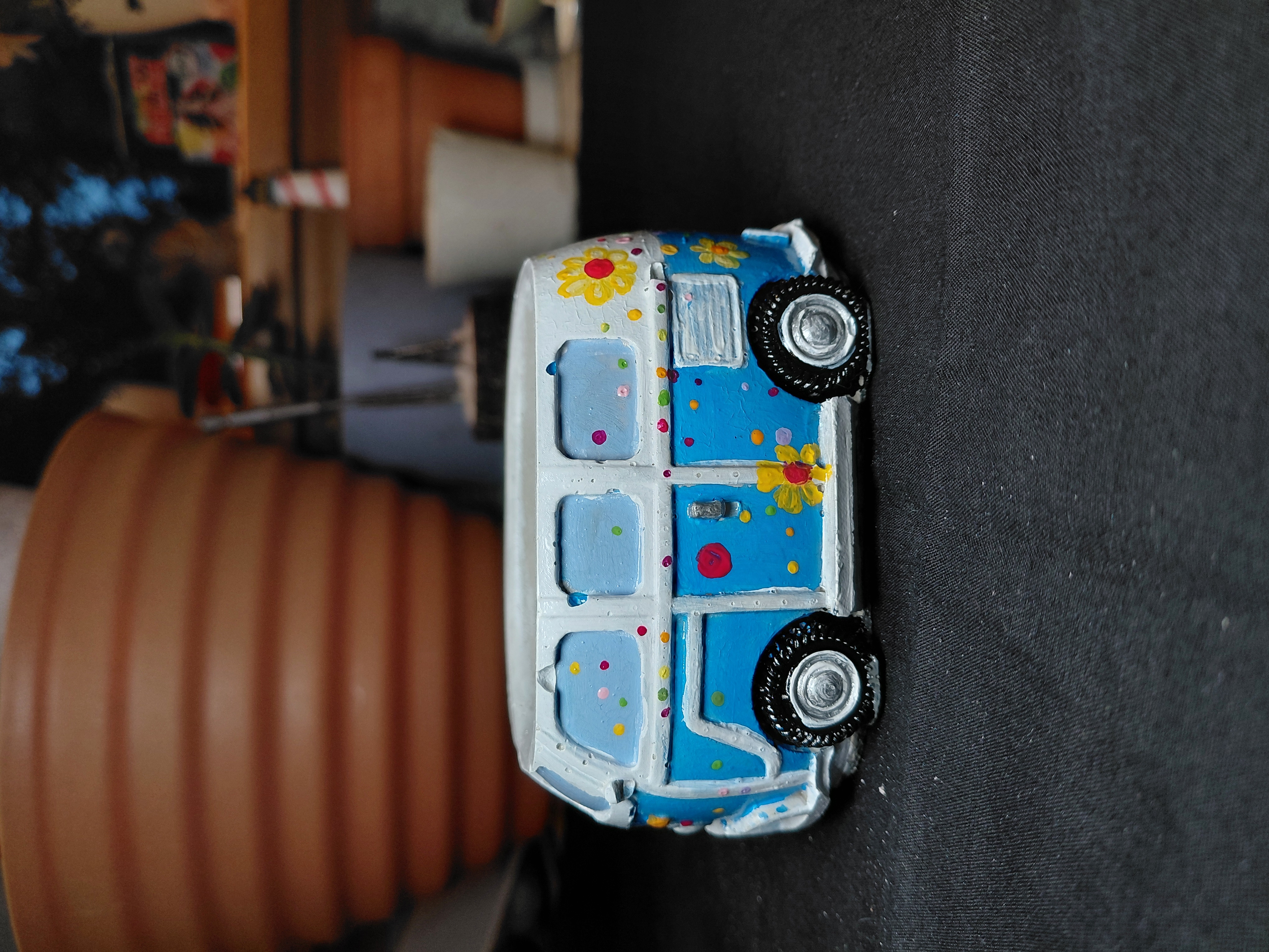 Retro Van Pot/Container Hand Painted Concrete