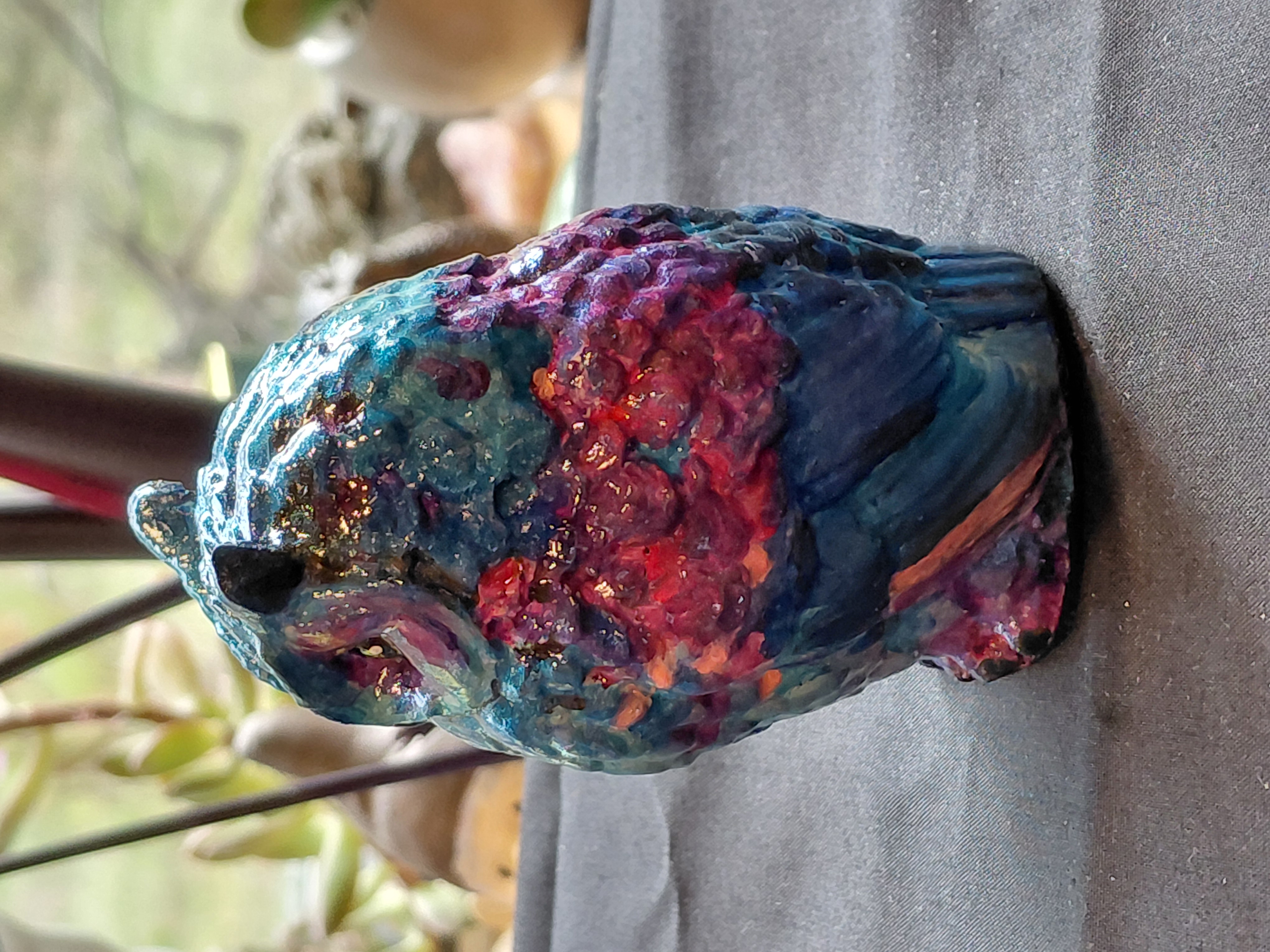 Colorful Hand Painted Concrete Owl