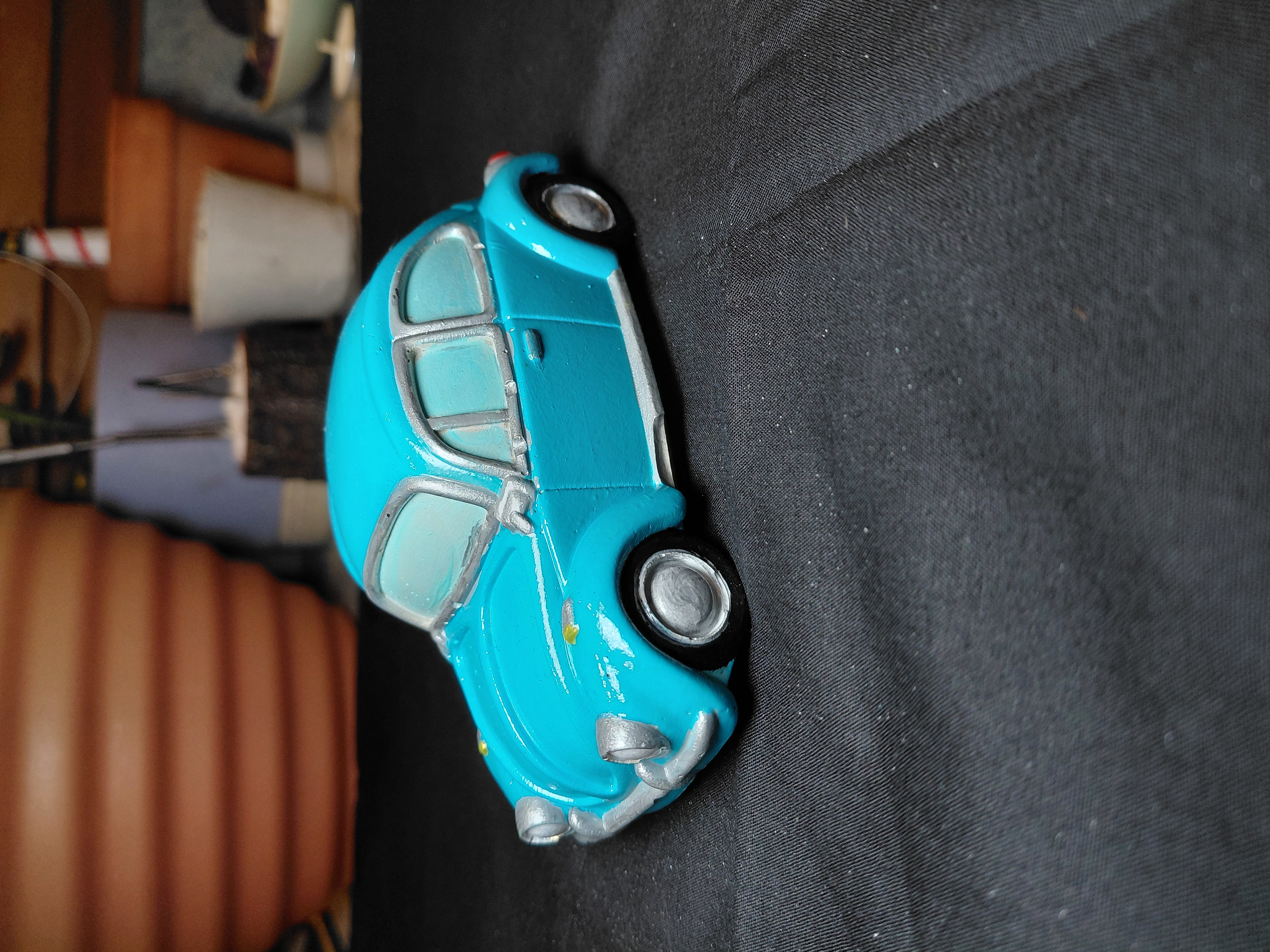 Vintage Hand Painted Concrete Car