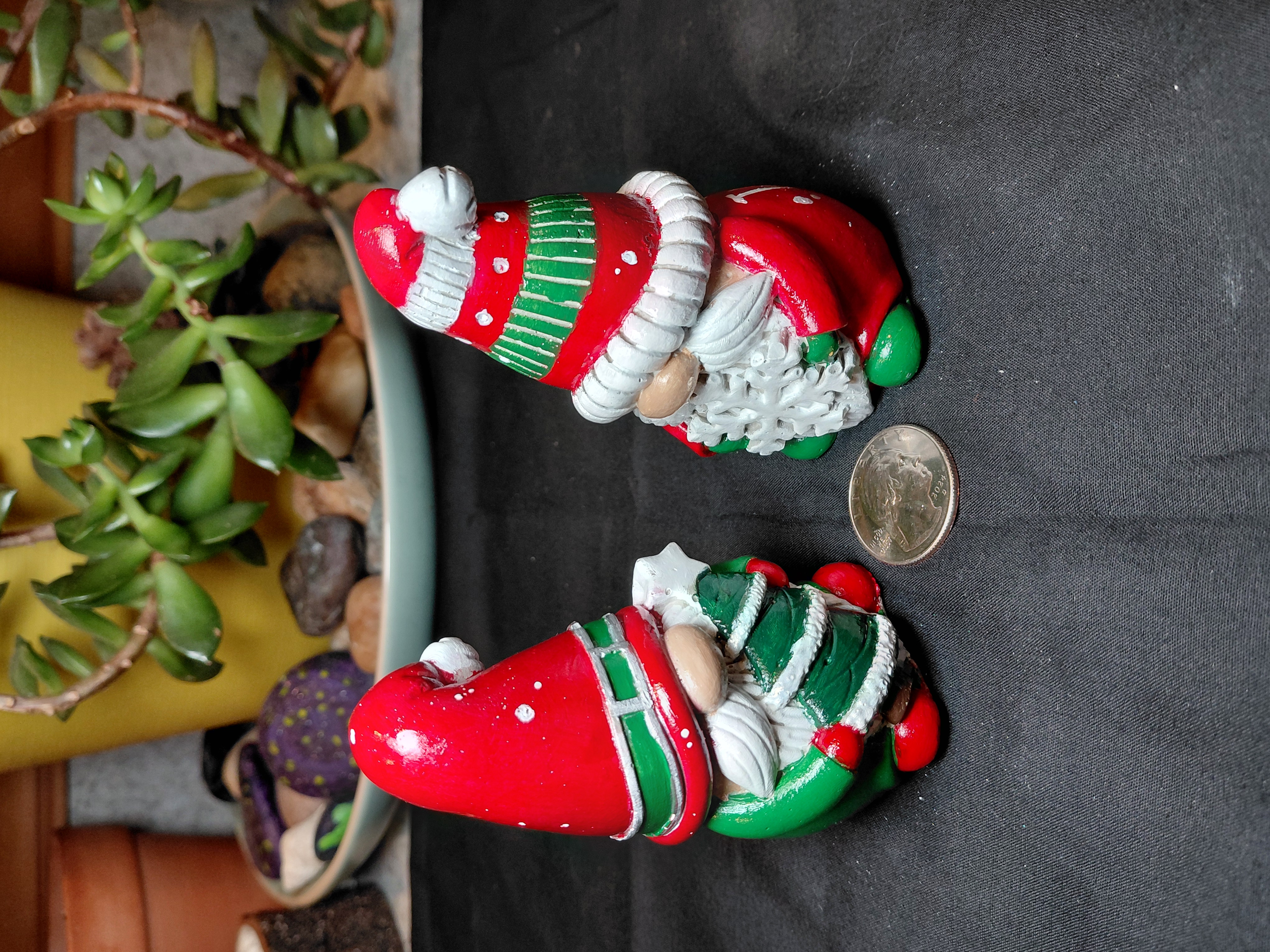 Set of Xmas Gnomes Hand Painted Concrete