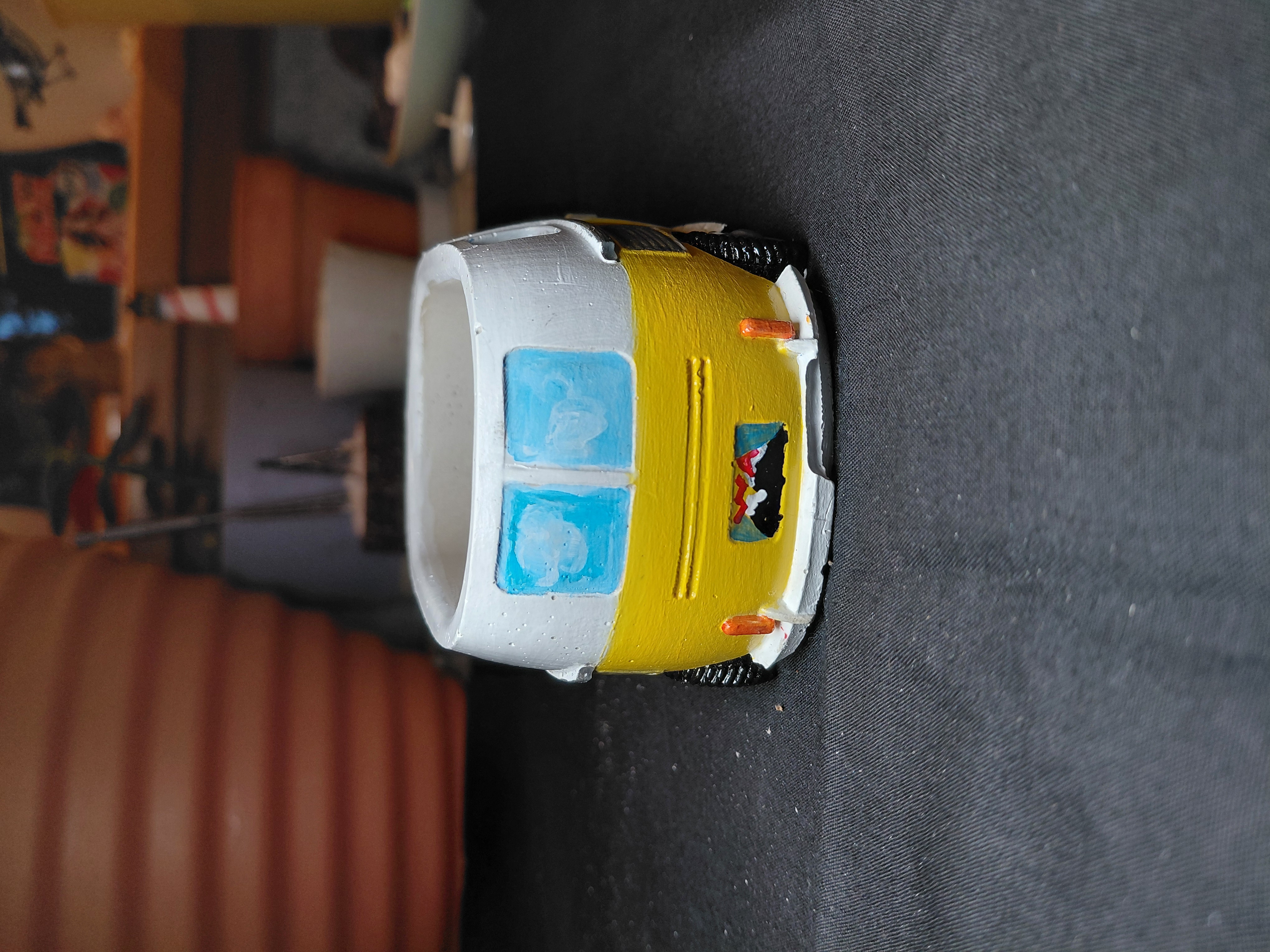 Retro Van Pot/Container Hand Painted Concrete