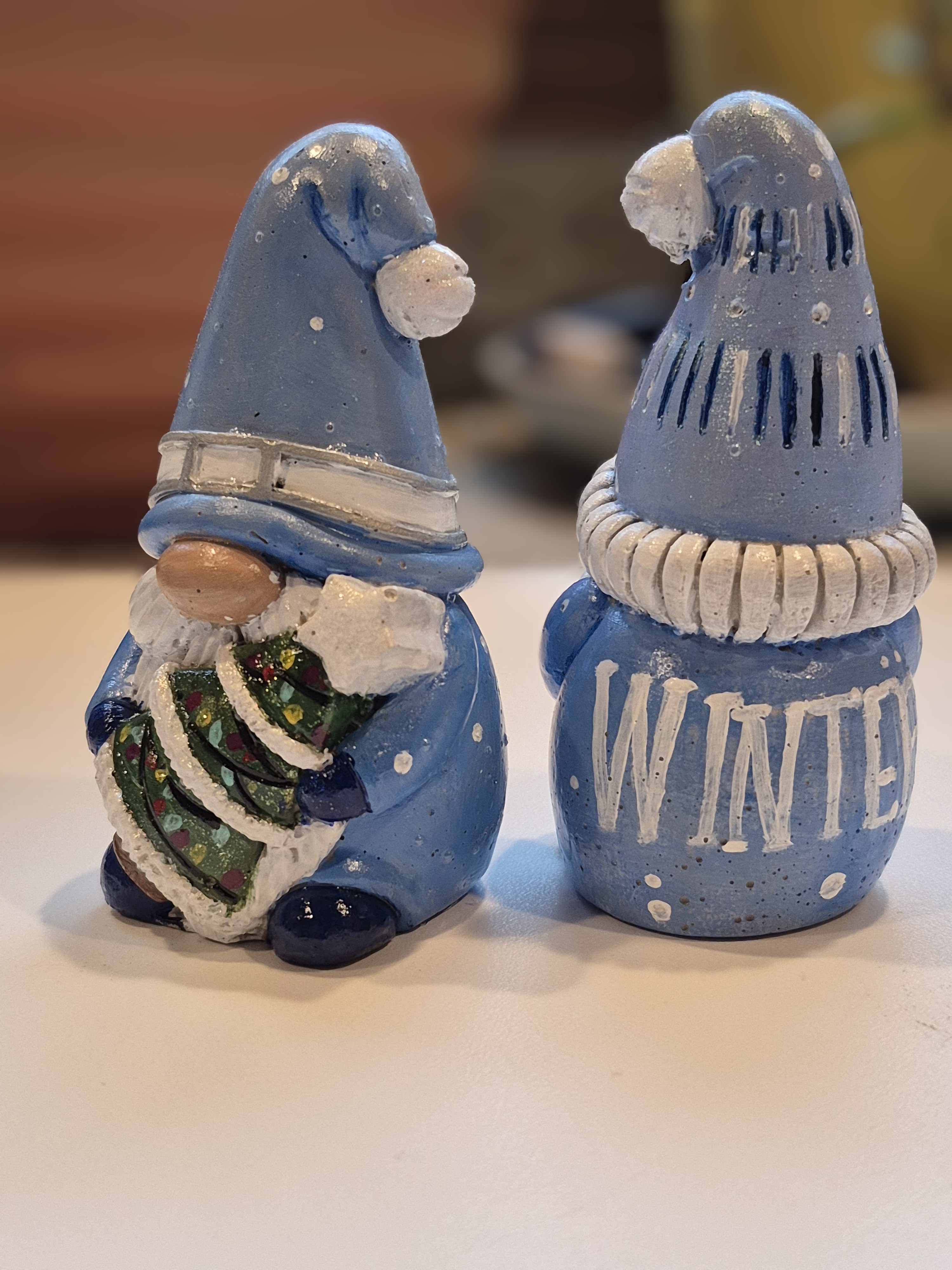 Set of Xmas Gnomes Hand Painted Concrete