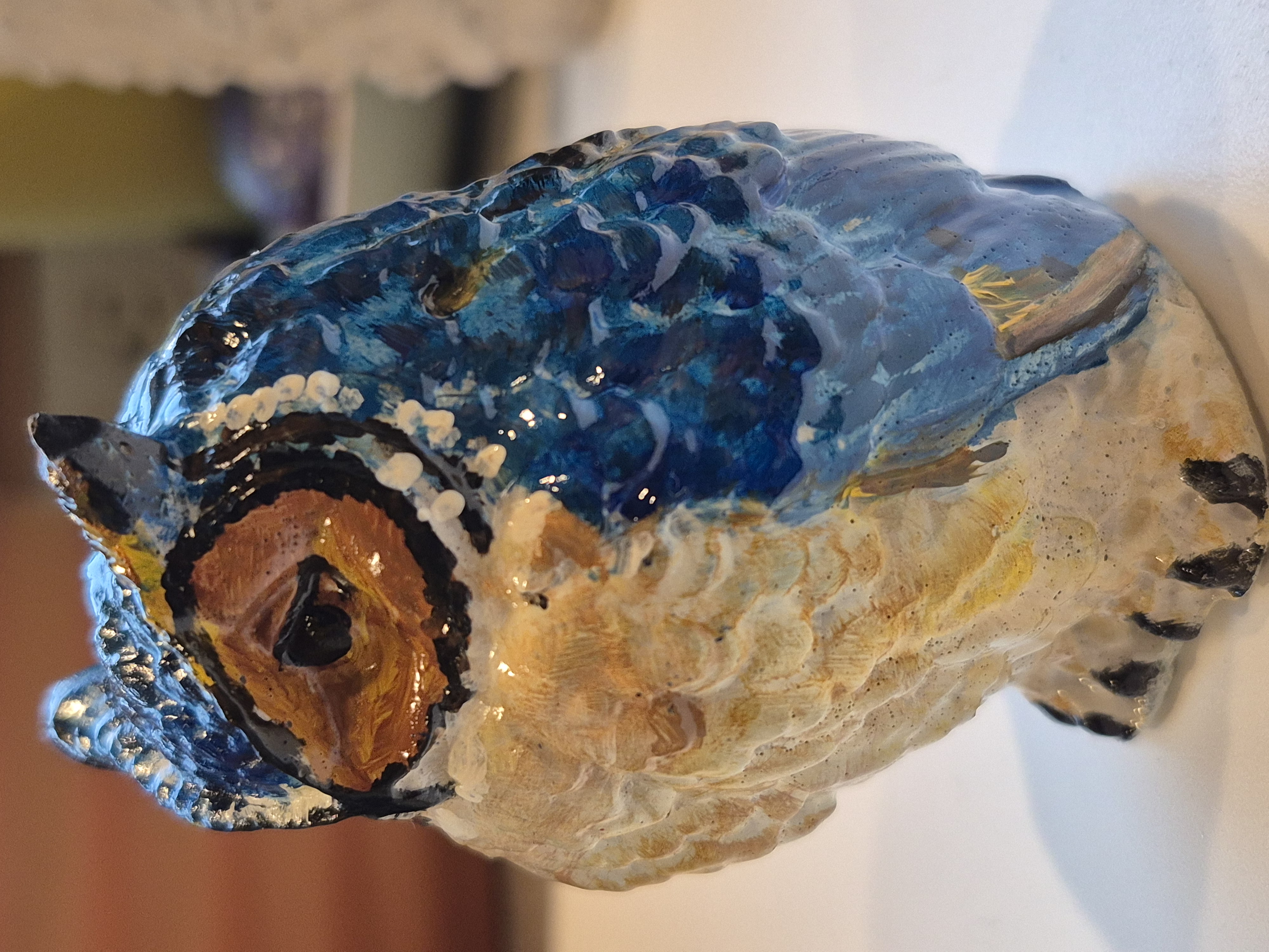 Owl Hand Painted Concrete