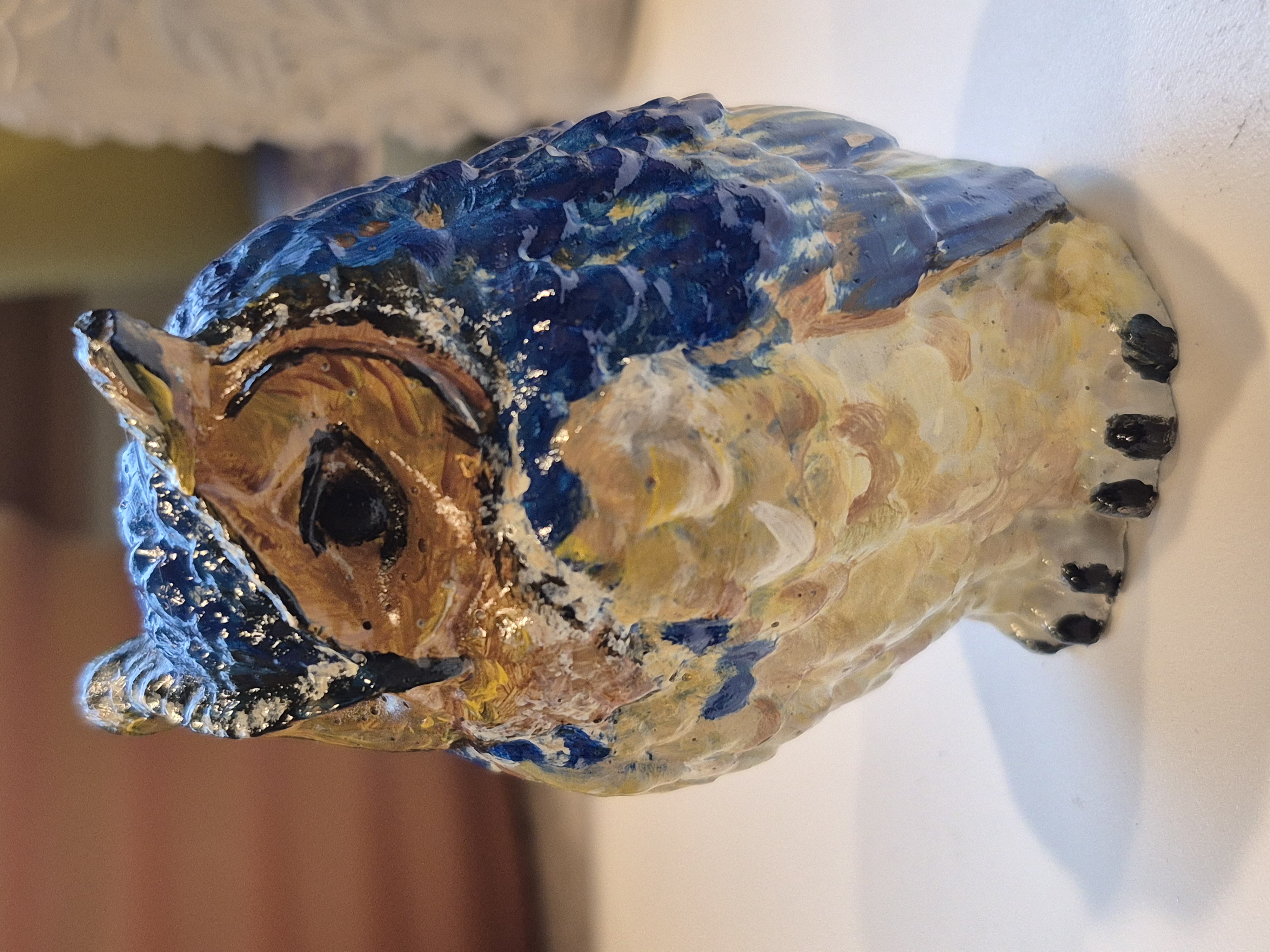 Owl Hand Painted Concrete