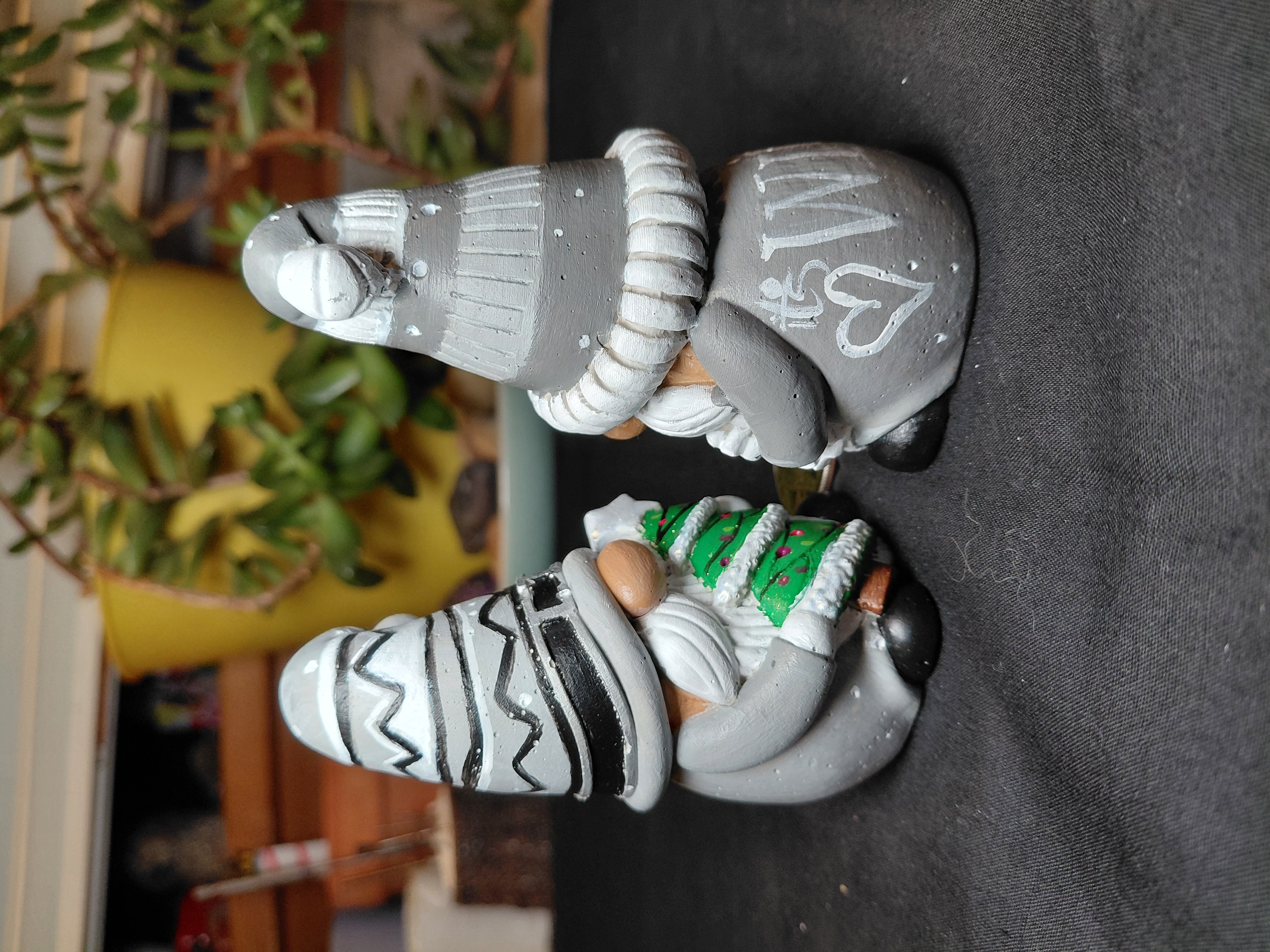 Set of Xmas Gnomes Hand Painted Concrete