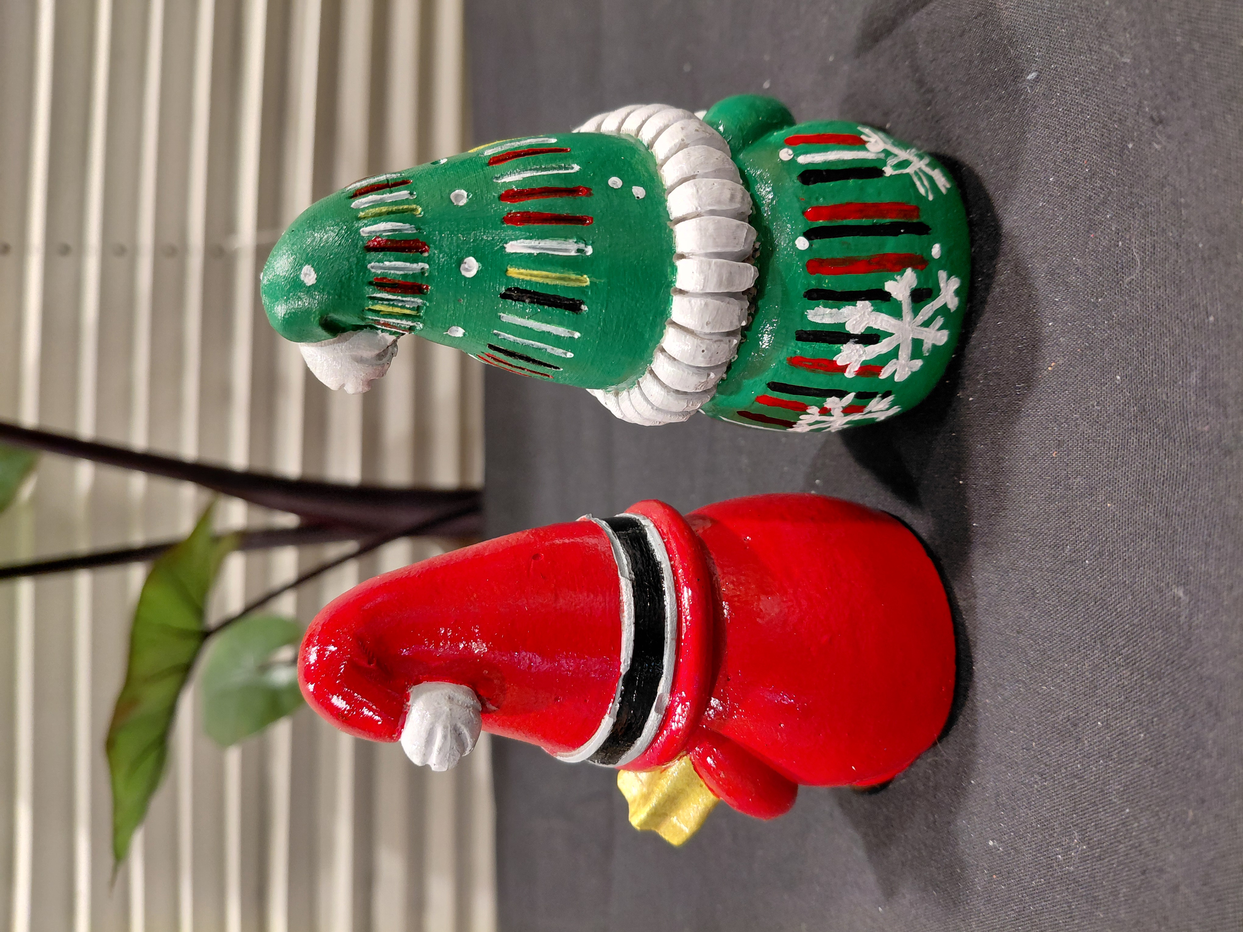 Set of Xmas Hand Painted Concrete Gnomes 