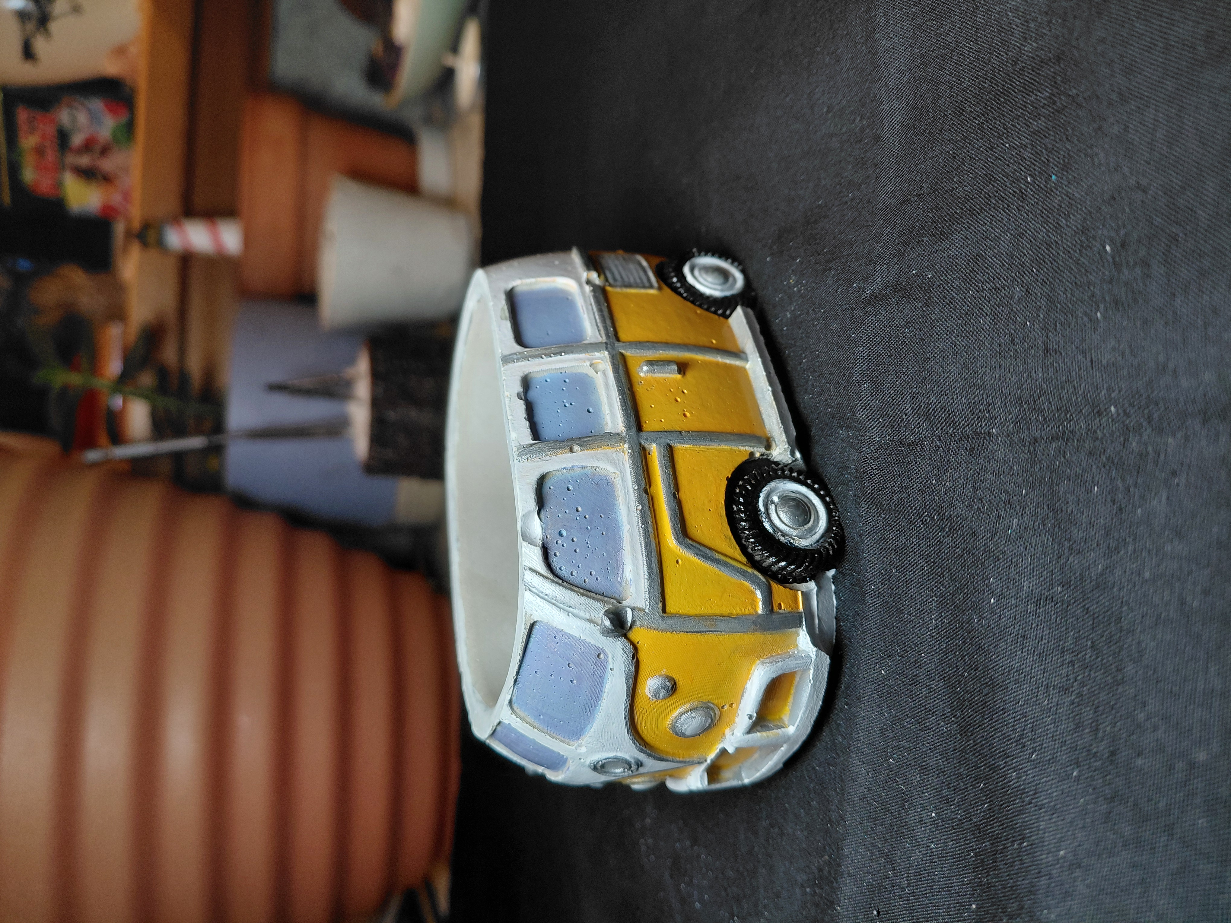 Retro Van Pot/Container Hand Painted Concrete