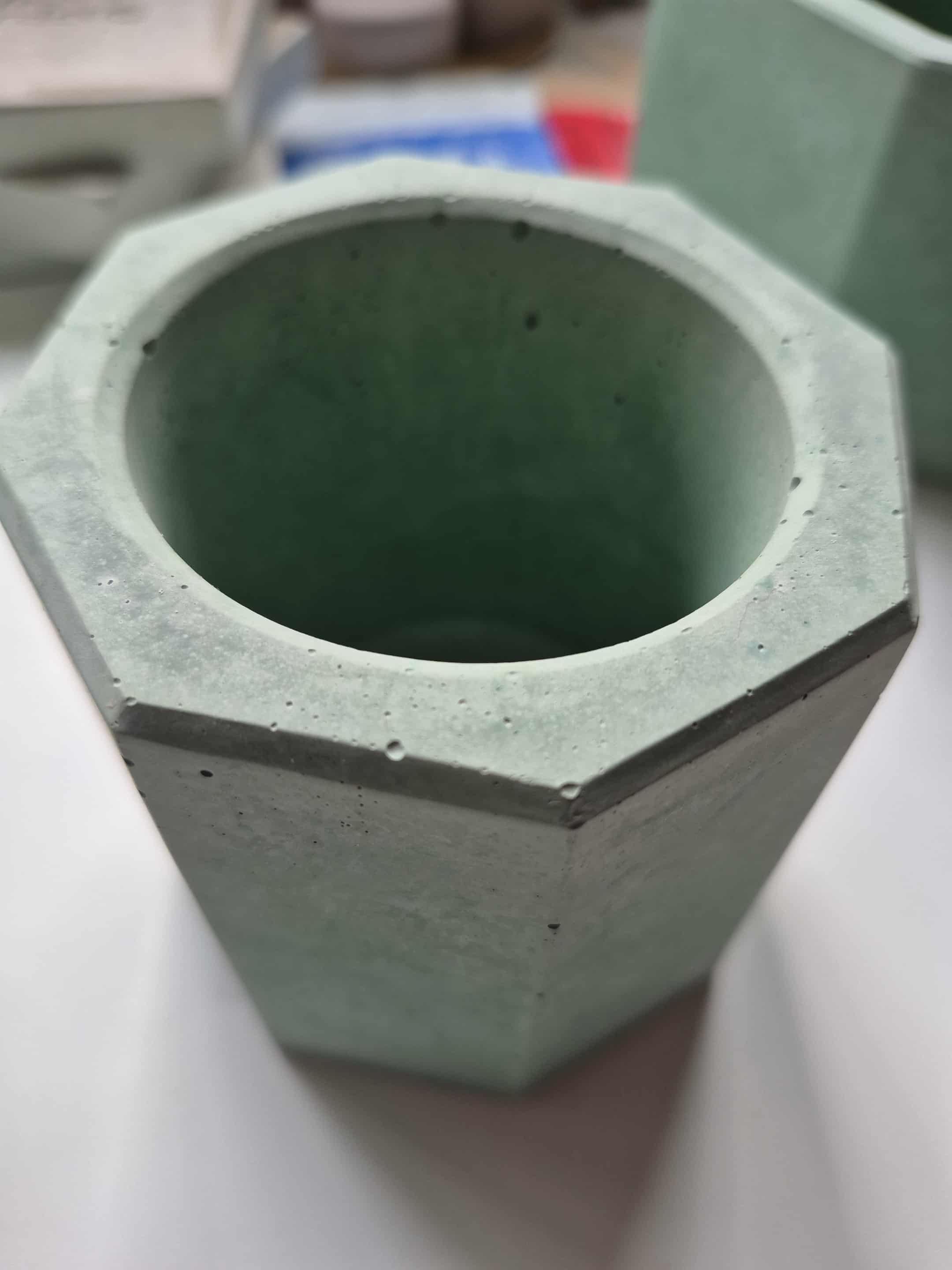 Jade Green Octagon Concrete Pot