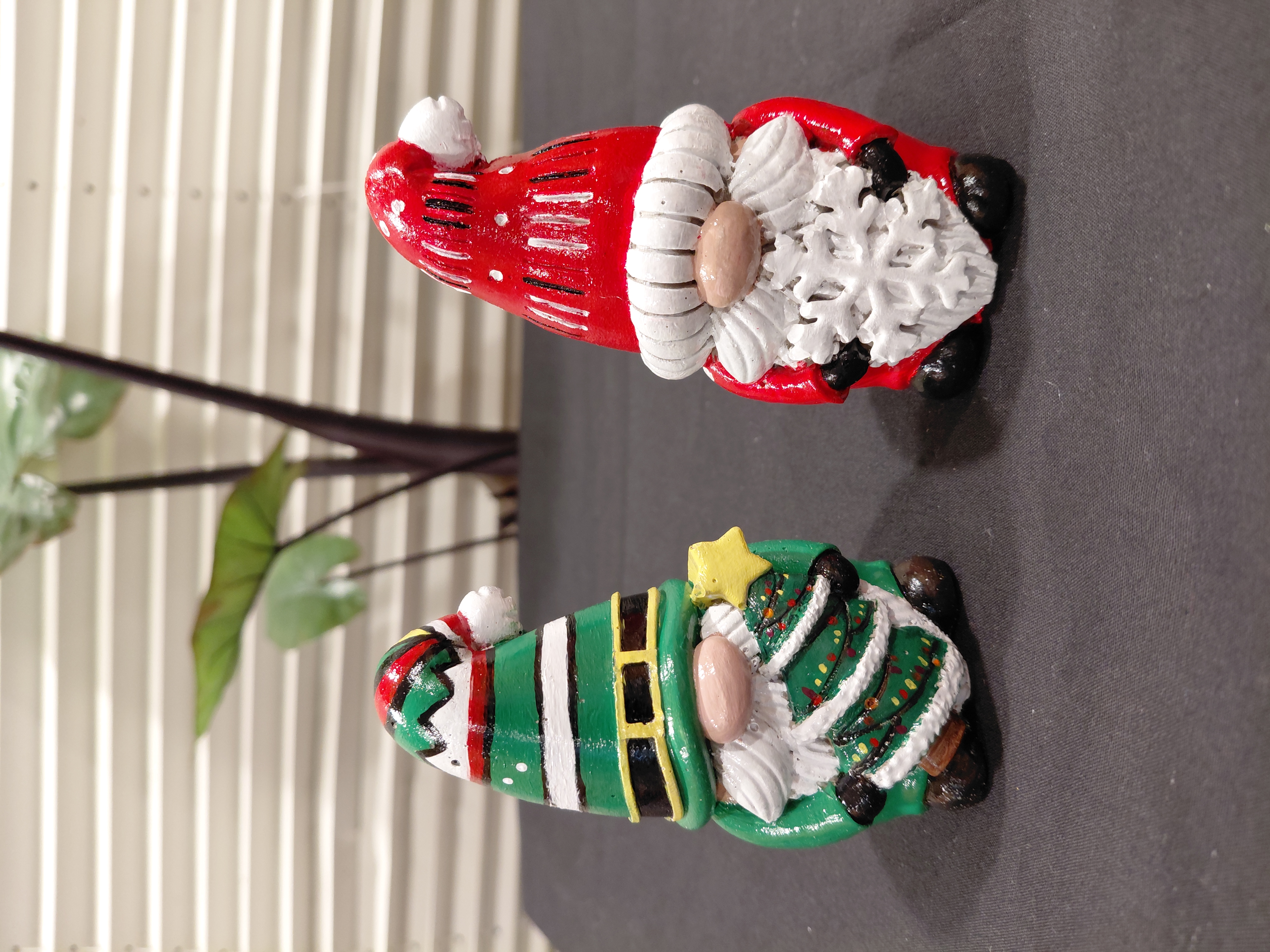 Set of Concrete Hand Painted Christmas Gnomes