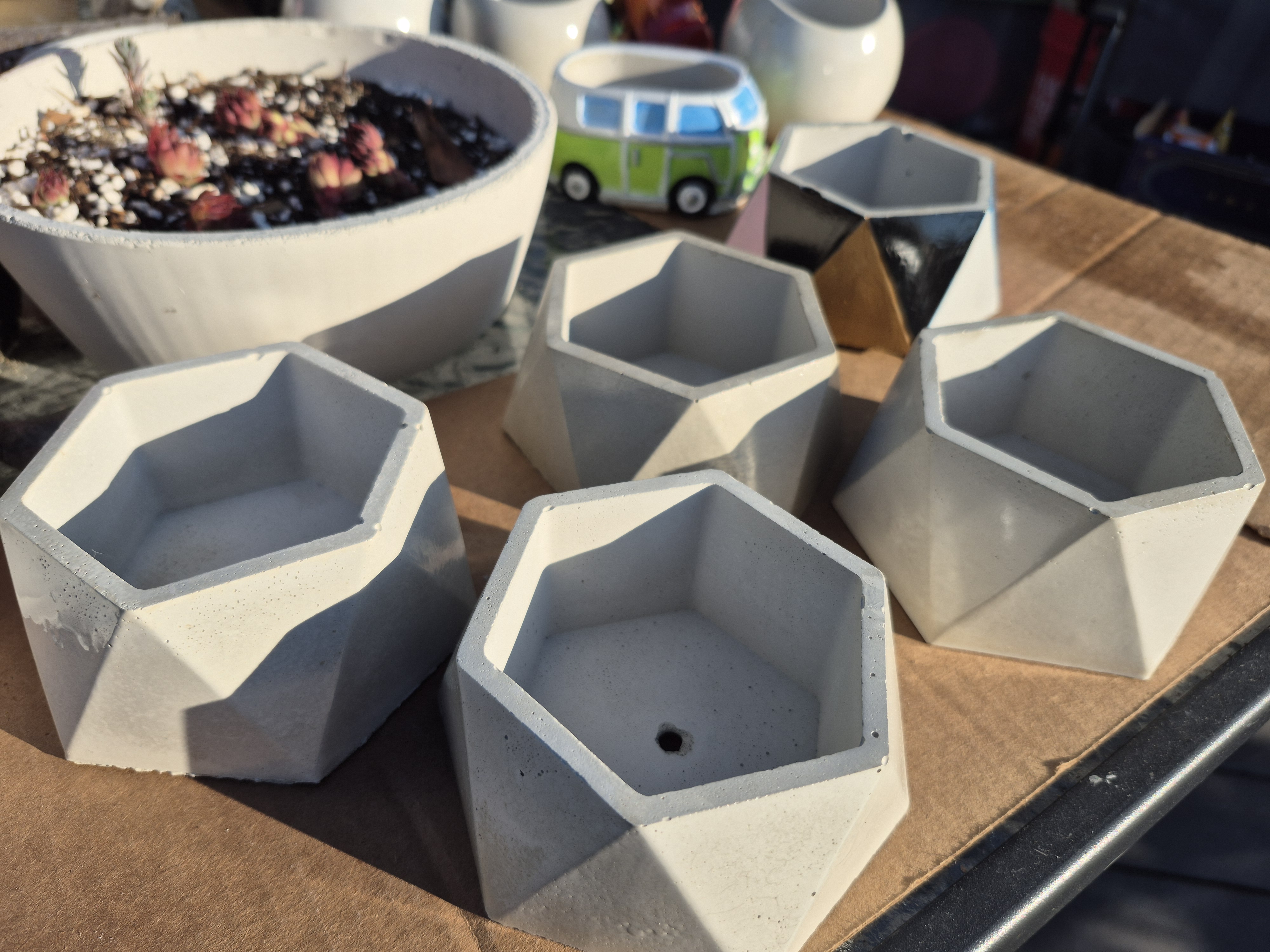Hexagonal Concrete Pots