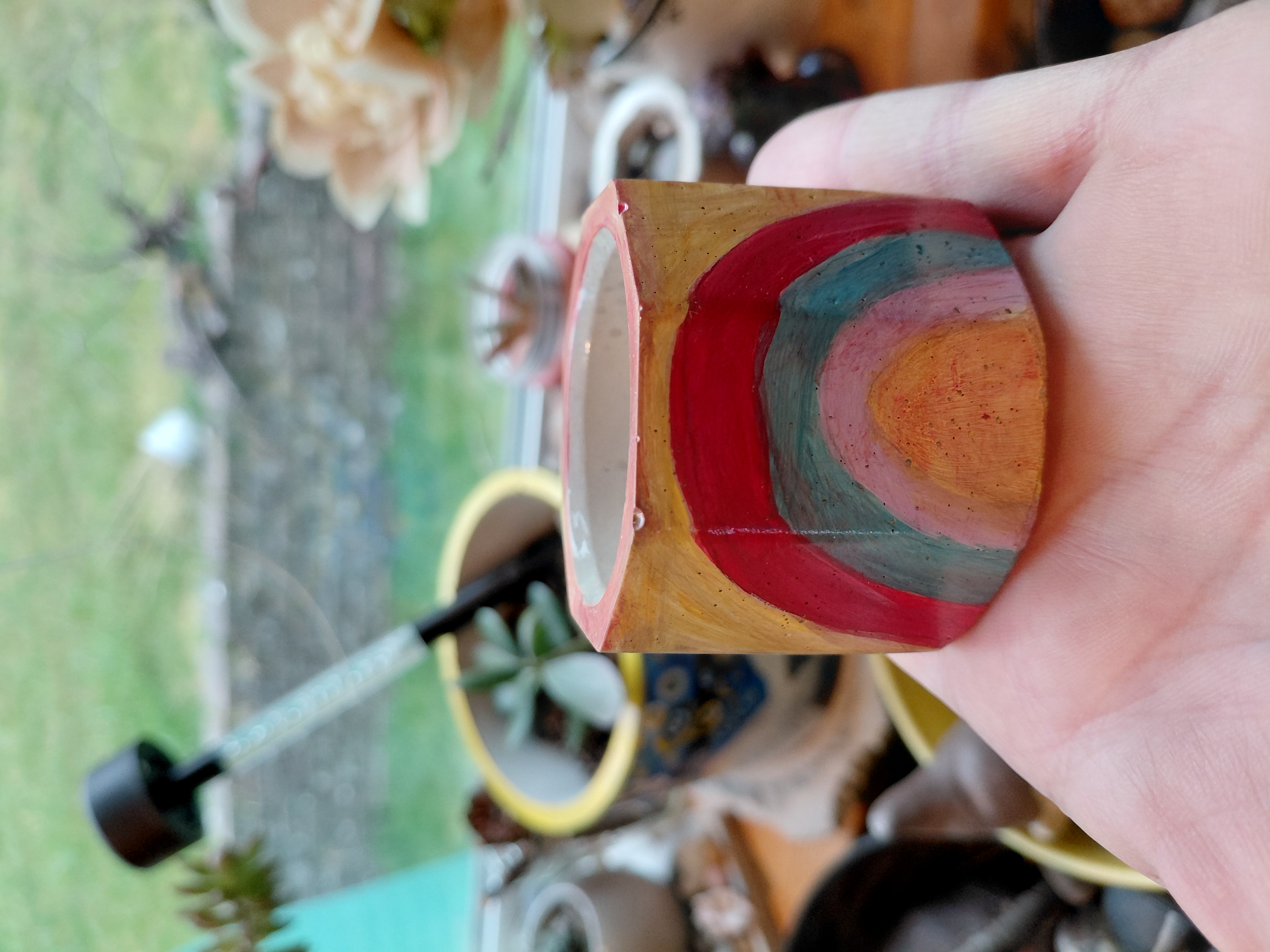 Tiny Octagonal Painted Pot 1.5" tall