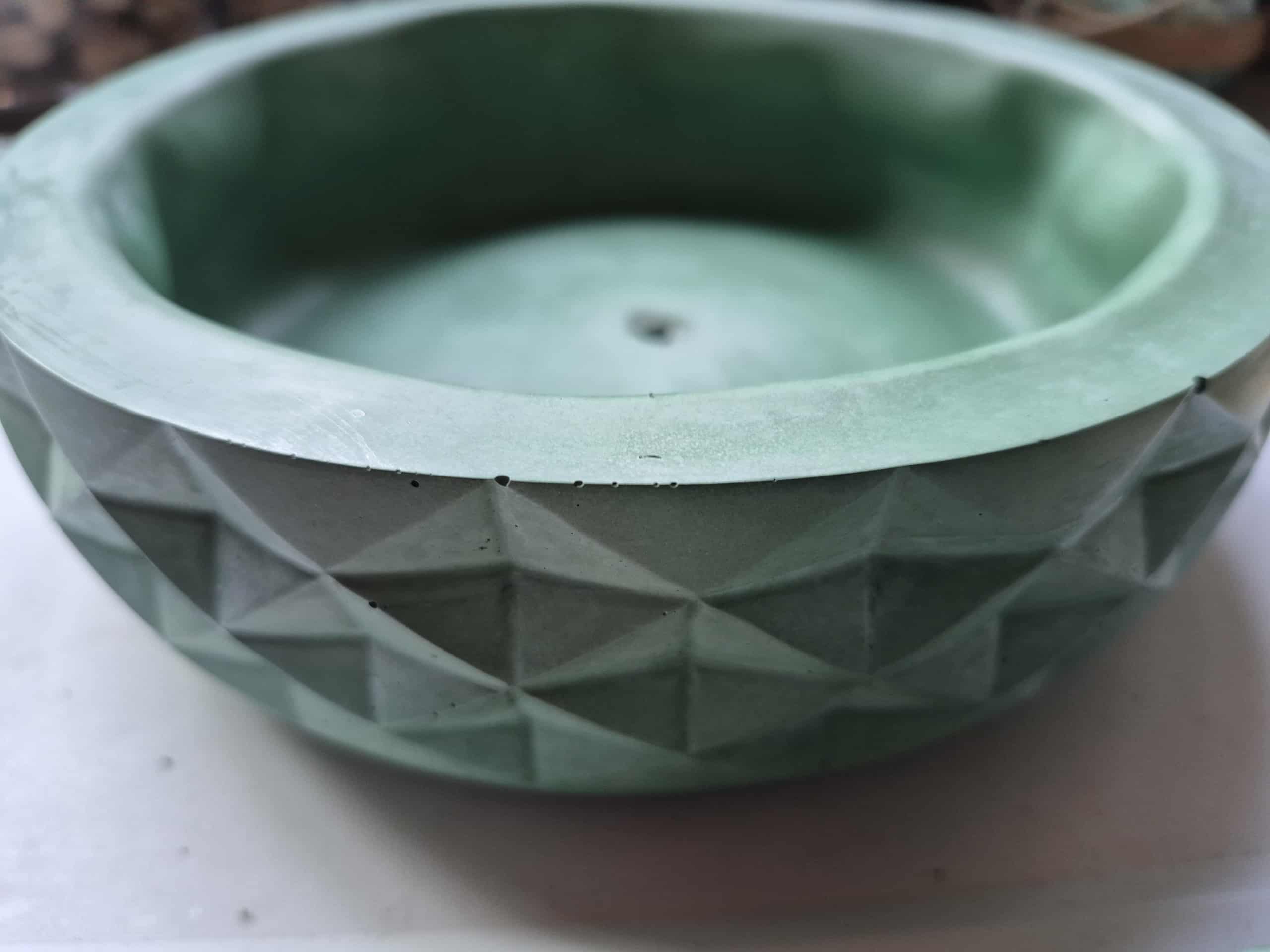Large Jade Green Concrete Bowl w/drainage