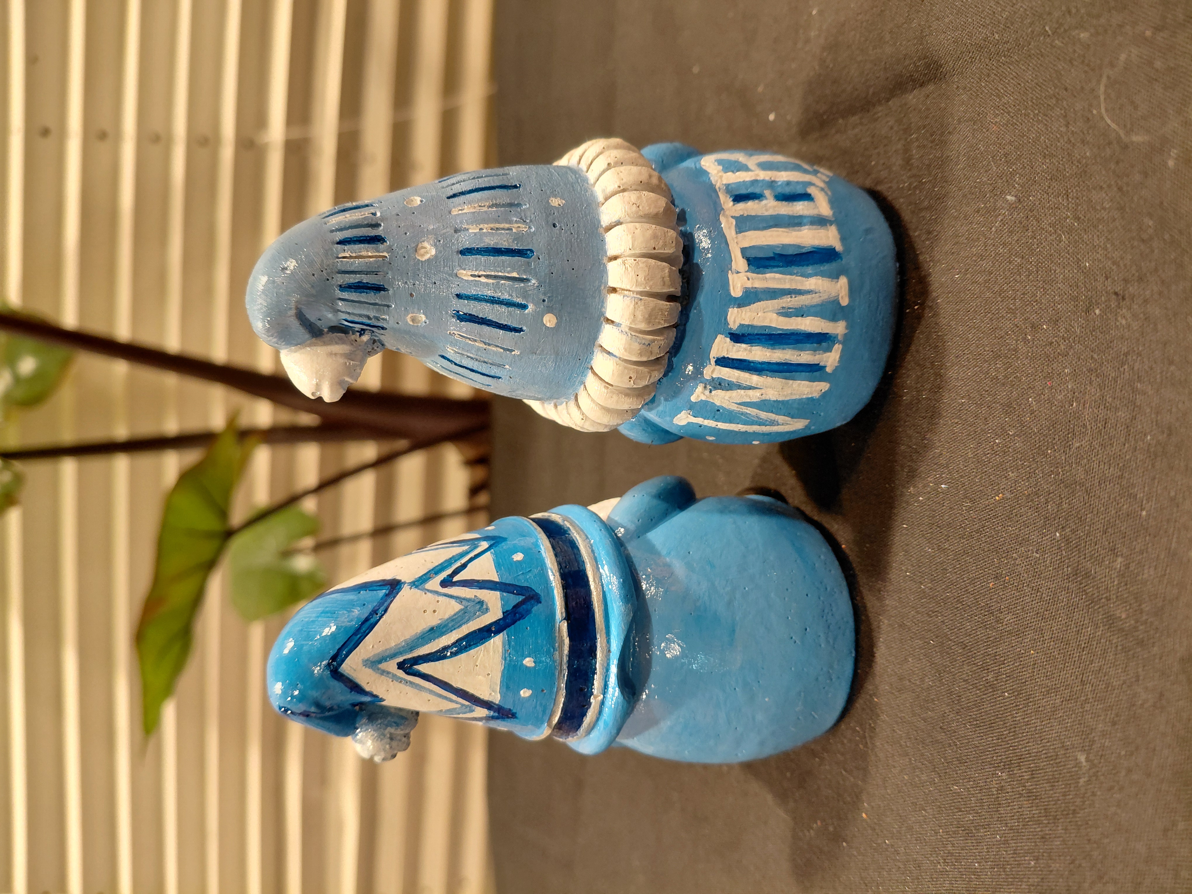 Set of 2 Hand Painted Concrete Xmas Gnomes