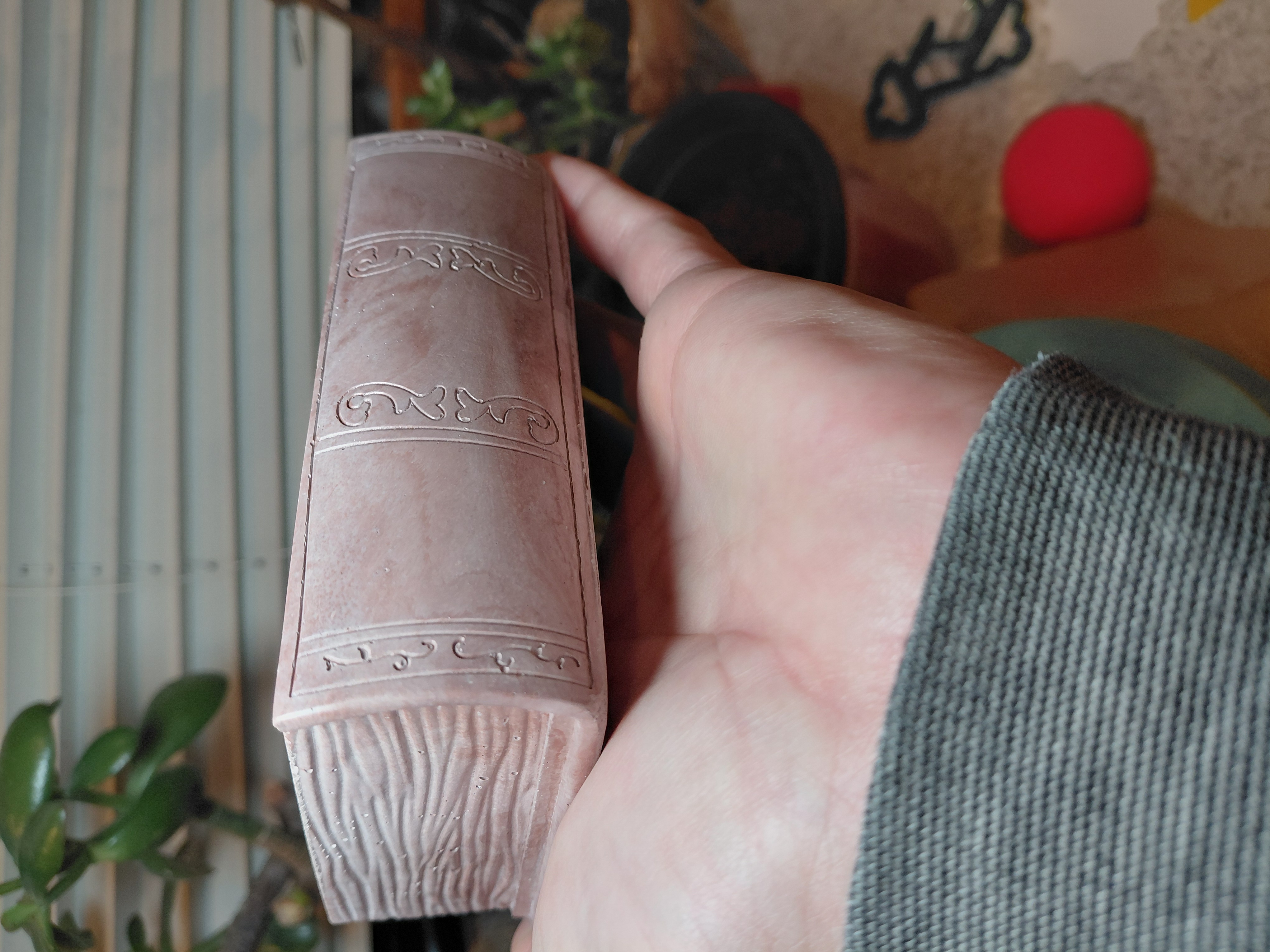 Brown Book Pot w/Hole