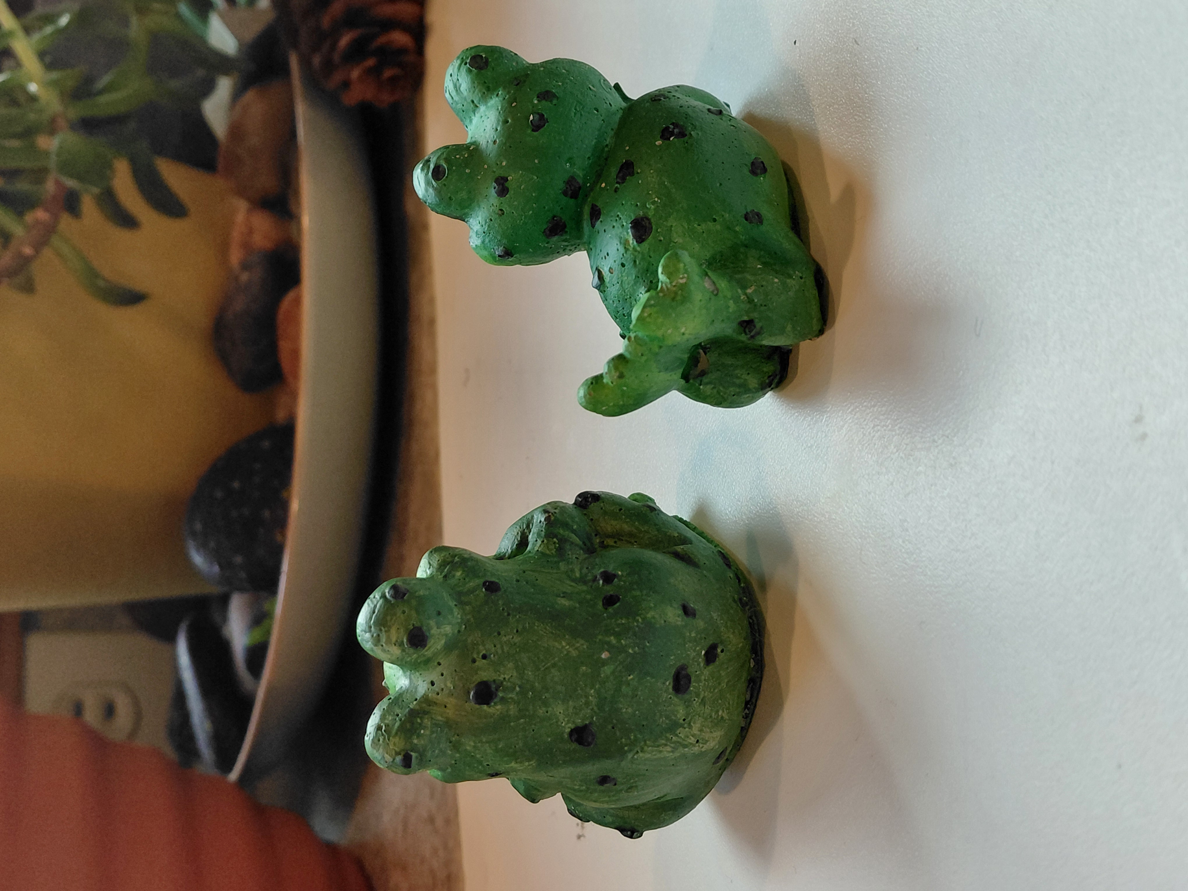Set of Hand Painted Concrete Frogs