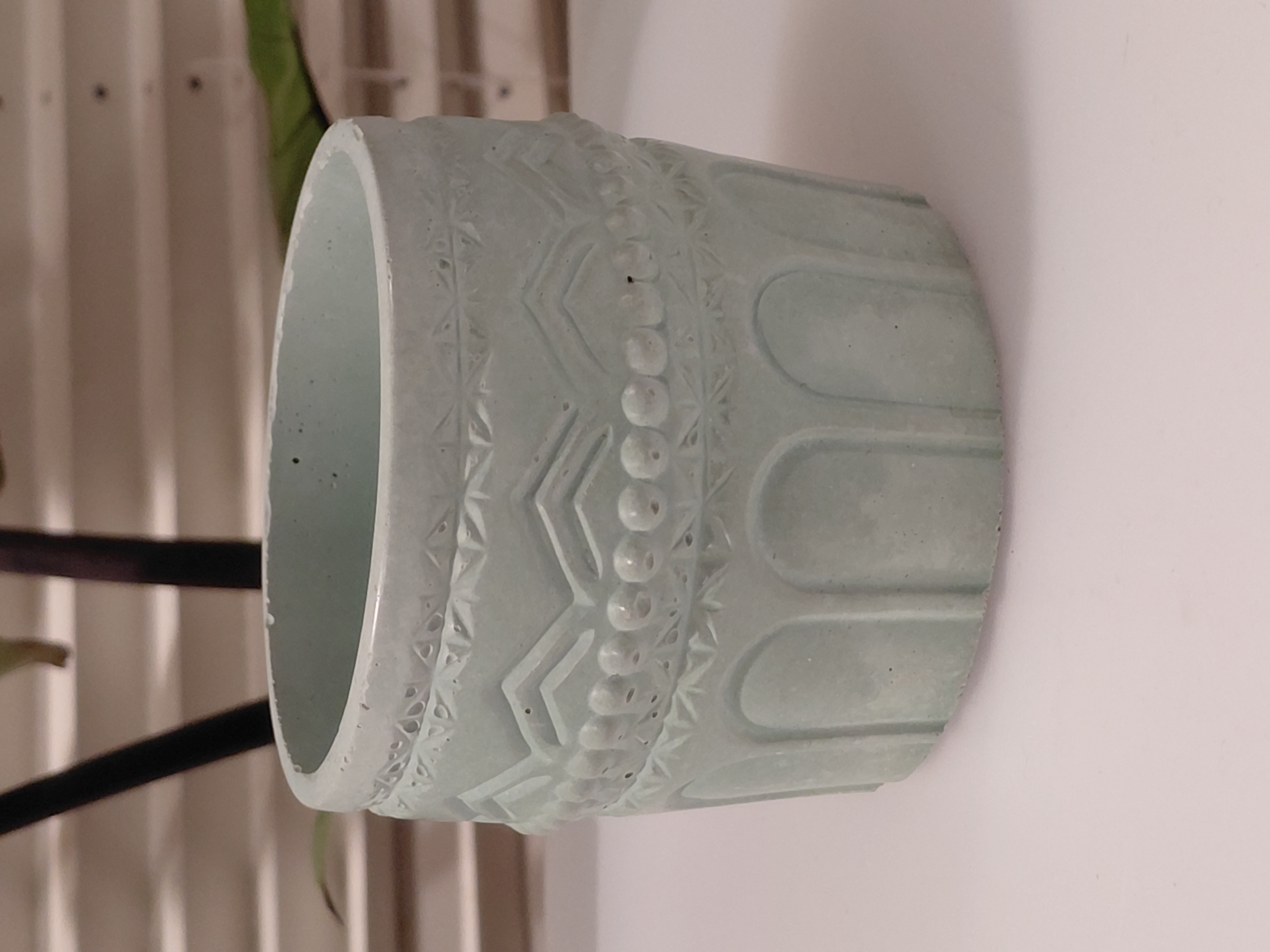Jade Green Concrete Aztec Pot