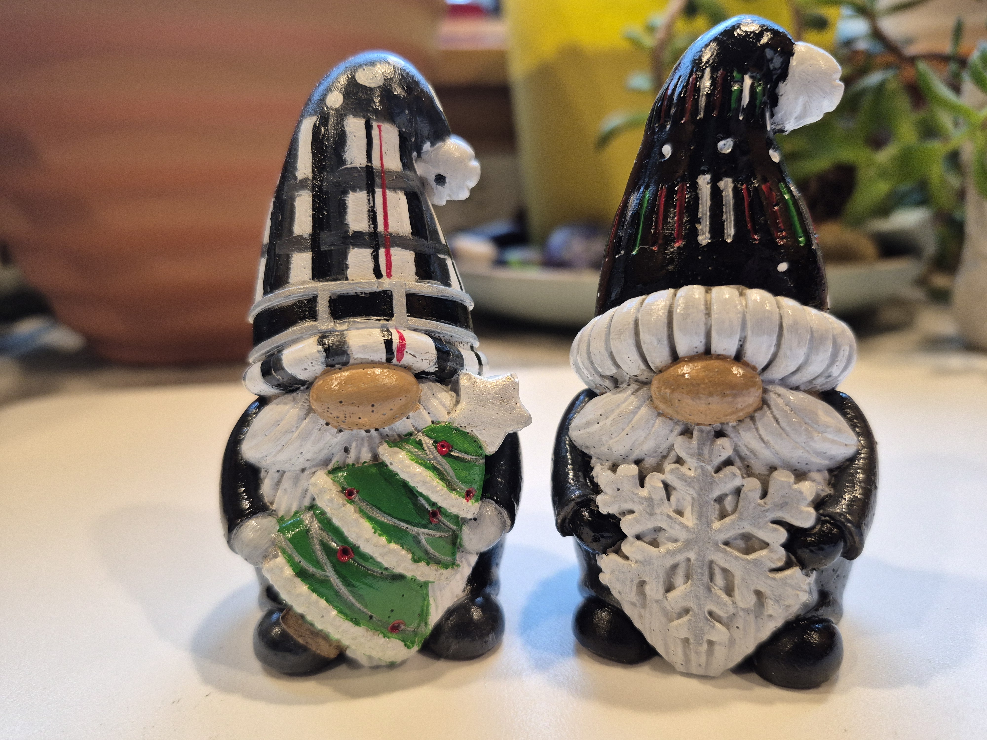 Set of Xmas Gnomes Hand Painted Concrete