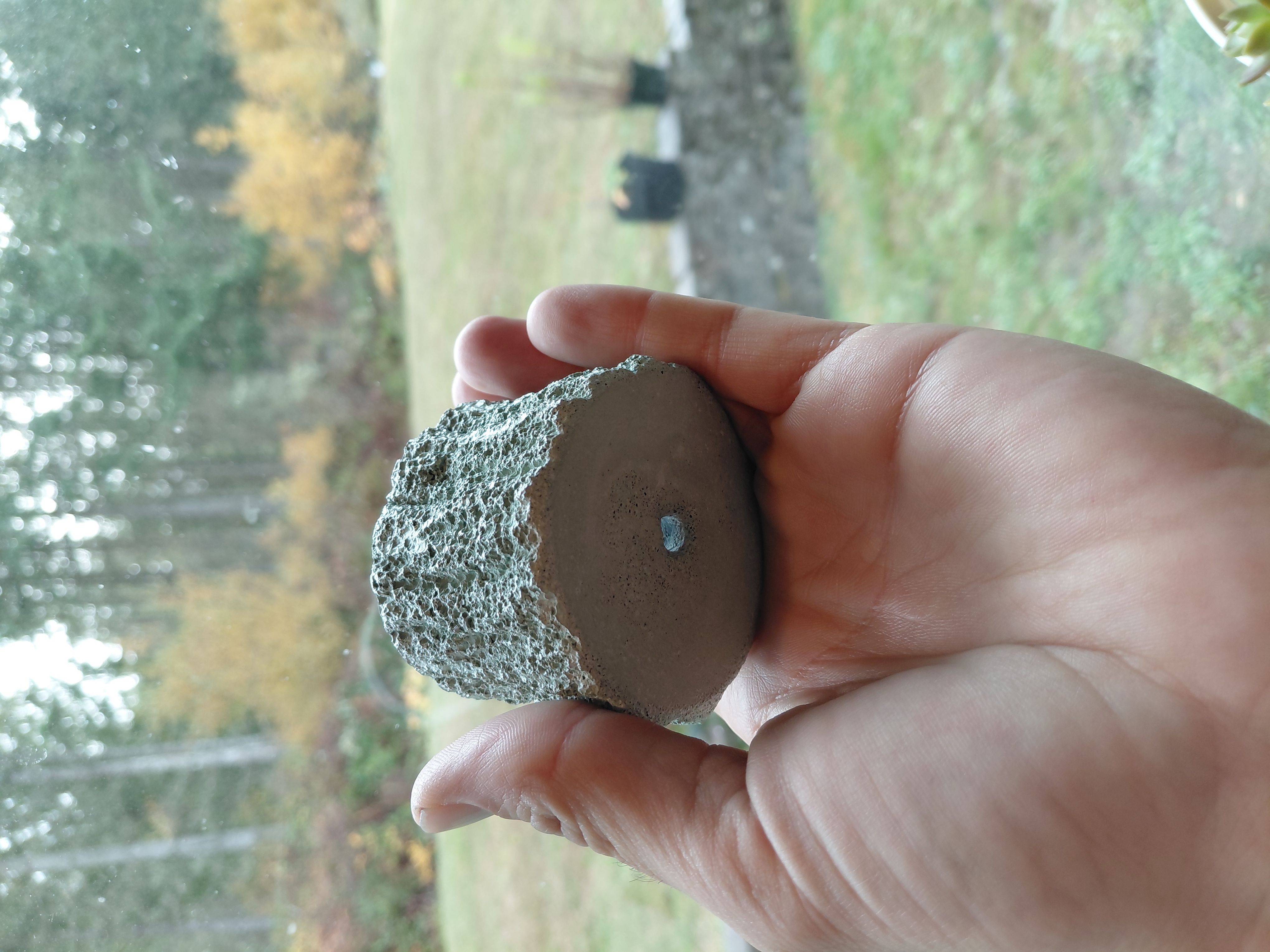 Green Concrete Tree Stump Pot