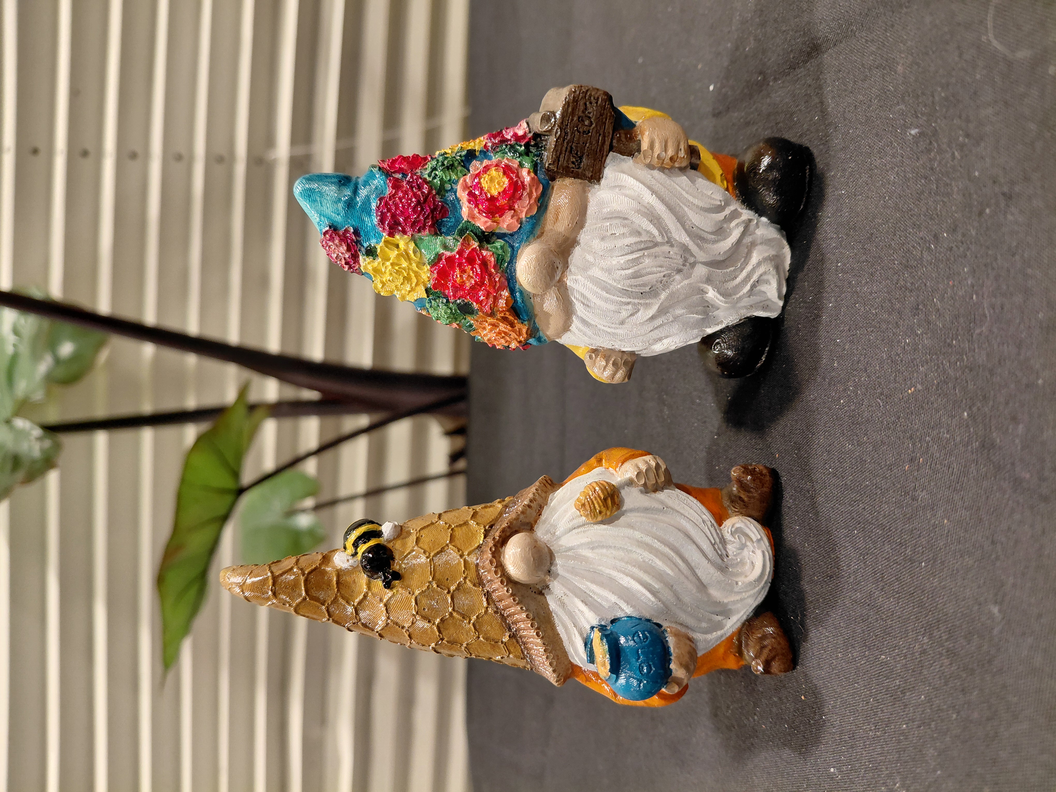 Set of Hand-Painted Concrete Gnome Figurines 