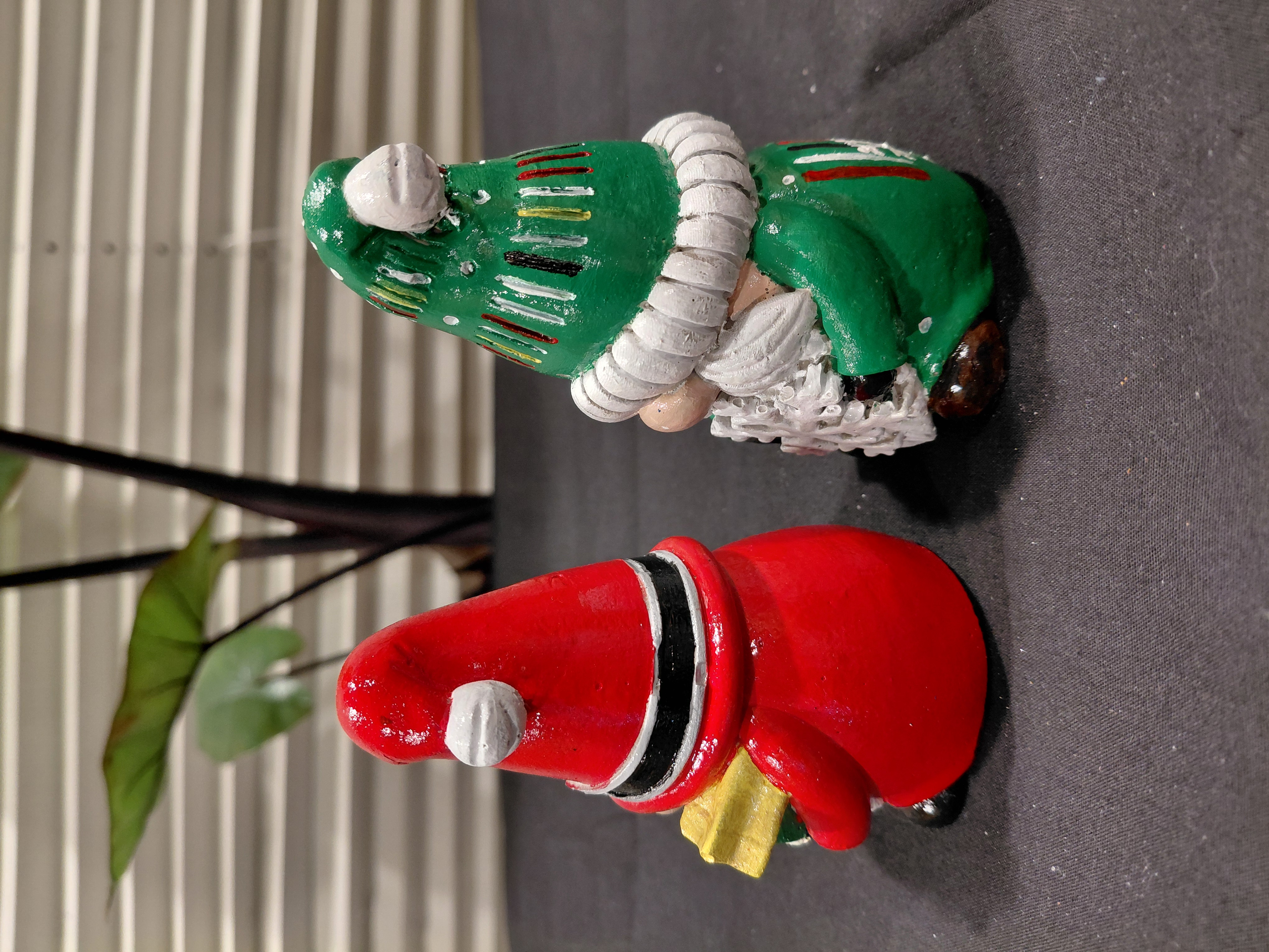 Set of Xmas Hand Painted Concrete Gnomes 