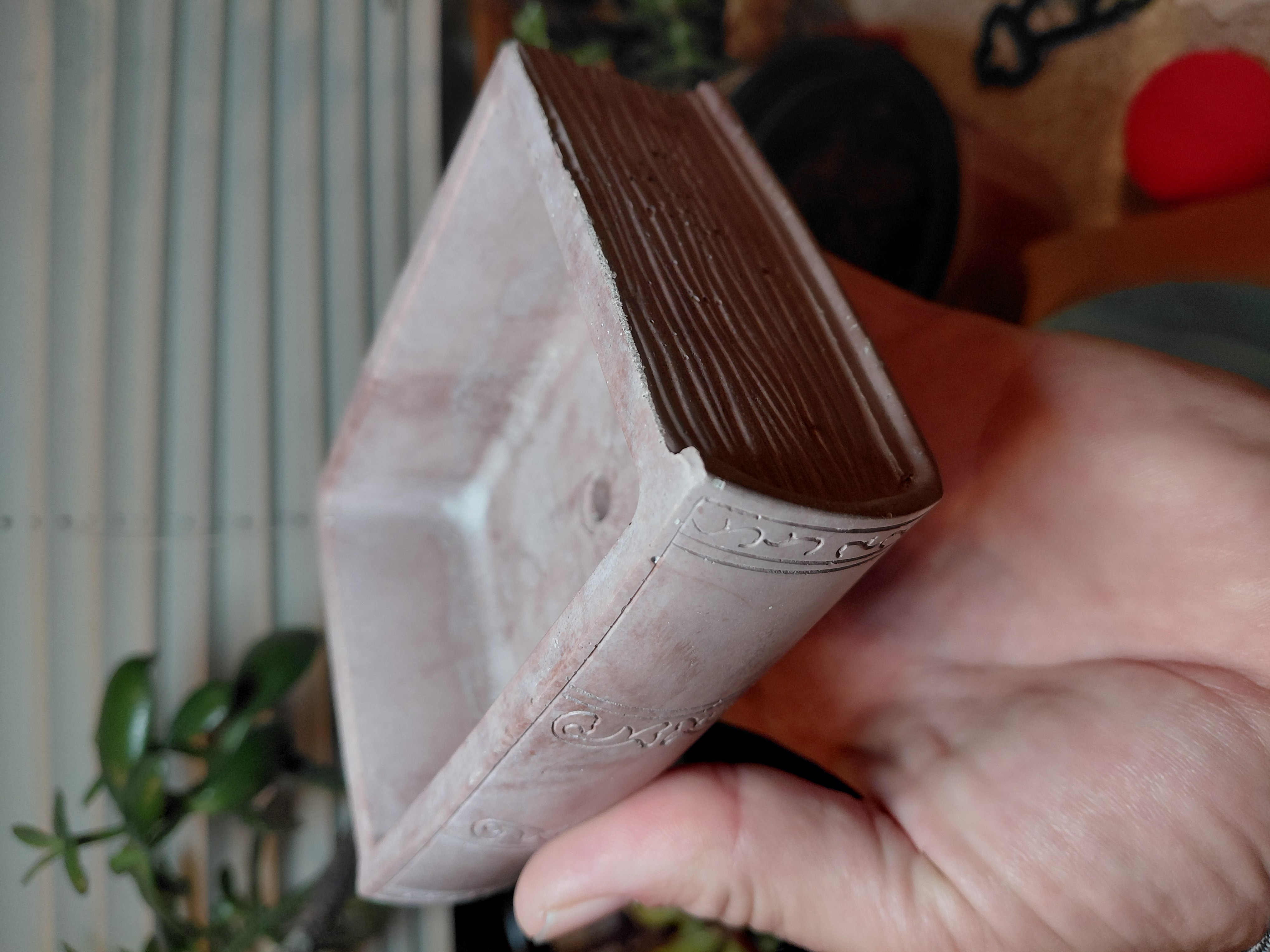 Brown Book Pot w/Hole