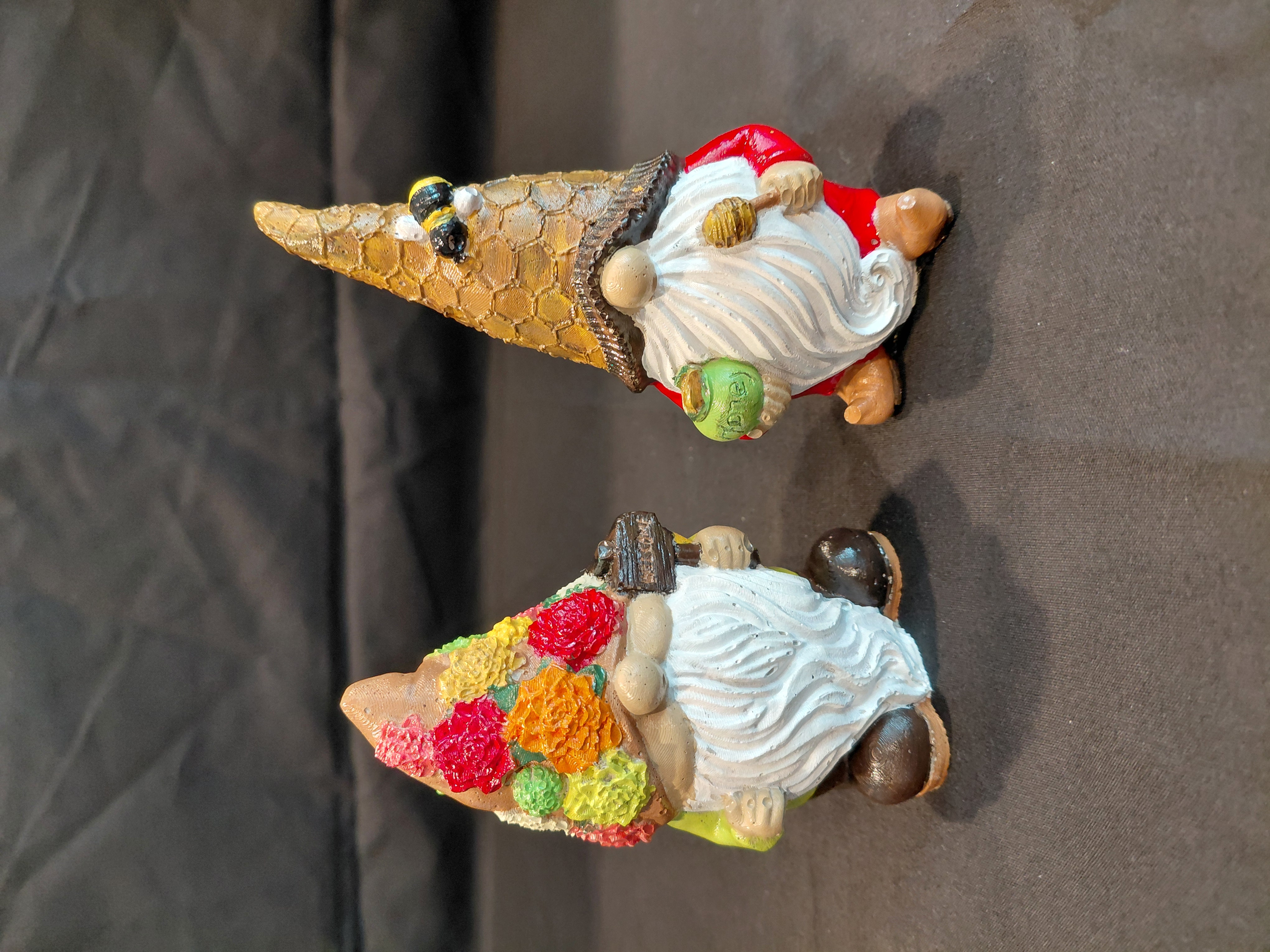 Set of Two Hand Painted Concrete Gnomes 